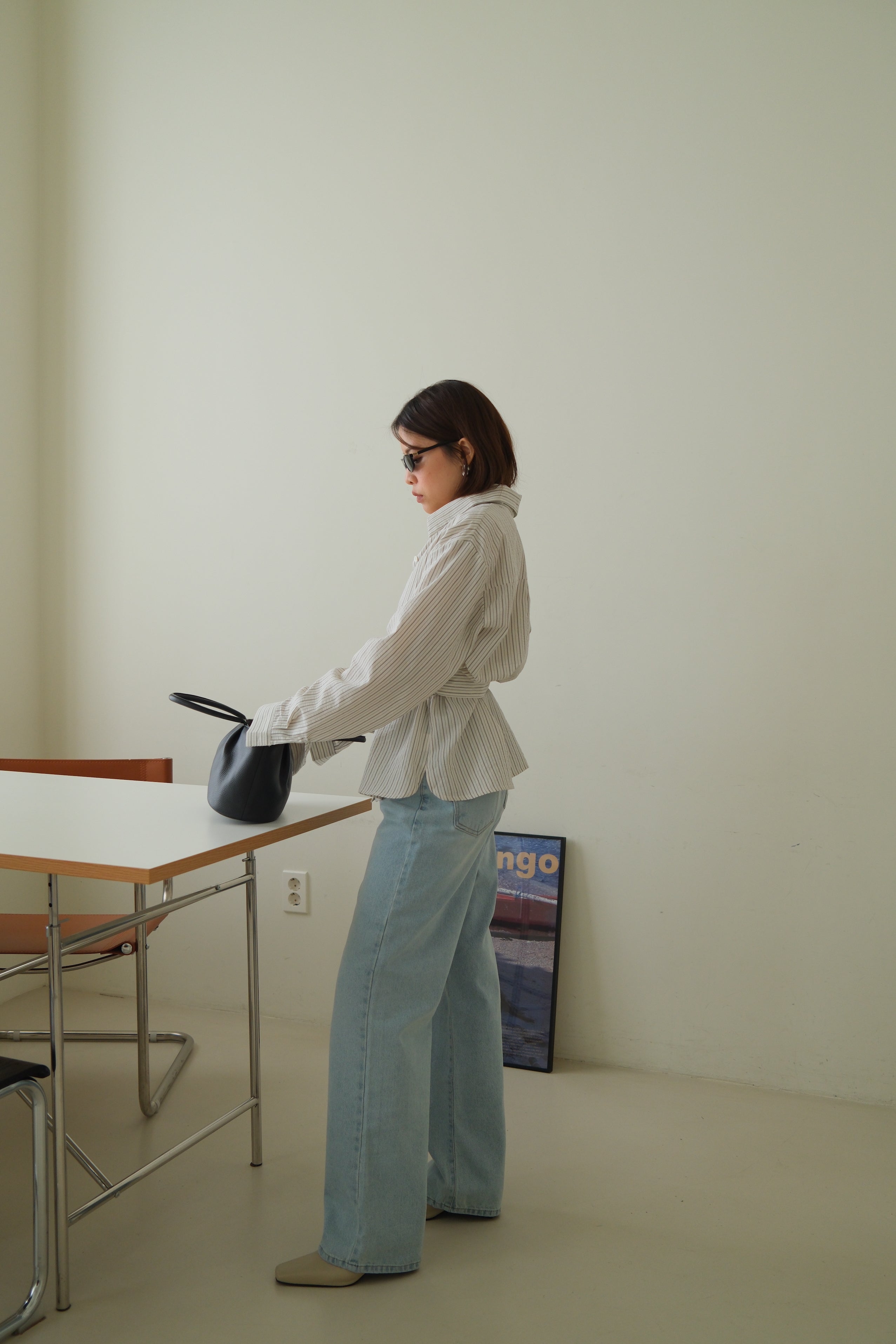 Kish stripe shirt with belt