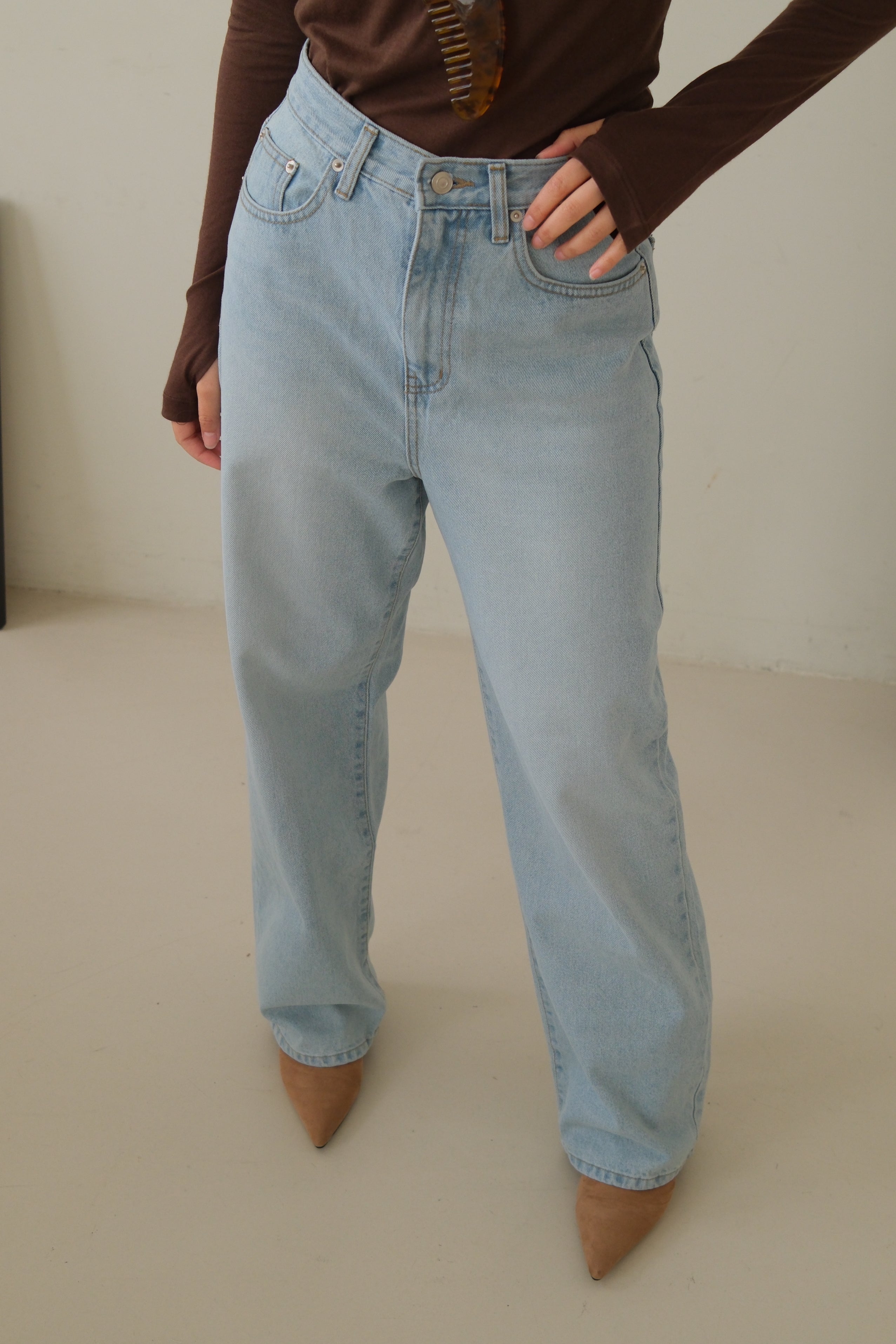 Icy blue highrise slim jeans