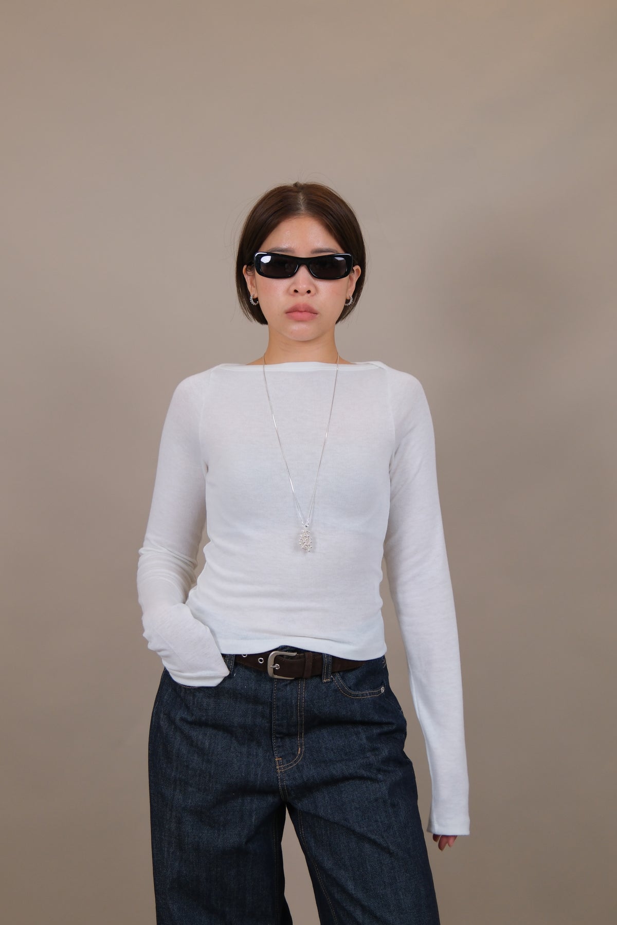 Aimee Fitted Boat Neck Tee