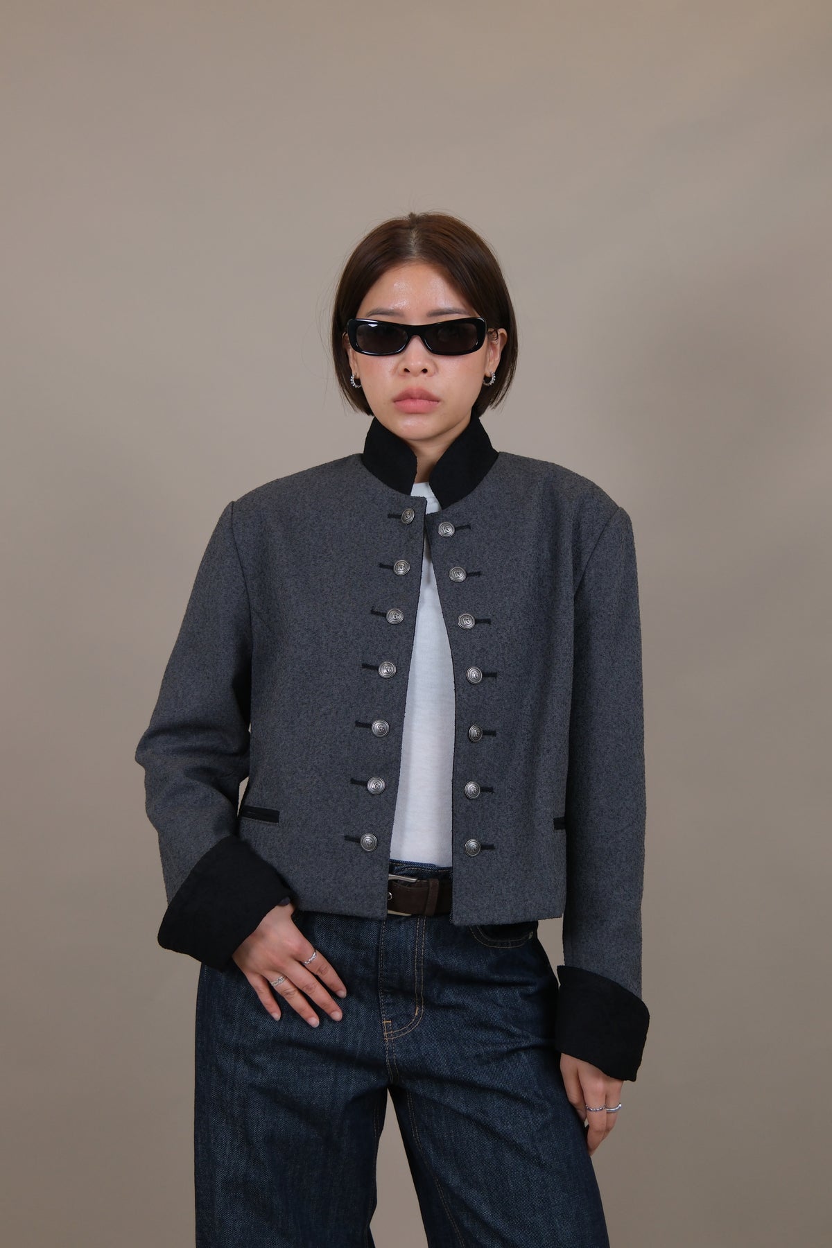 Sabine Military Button Open Jacket