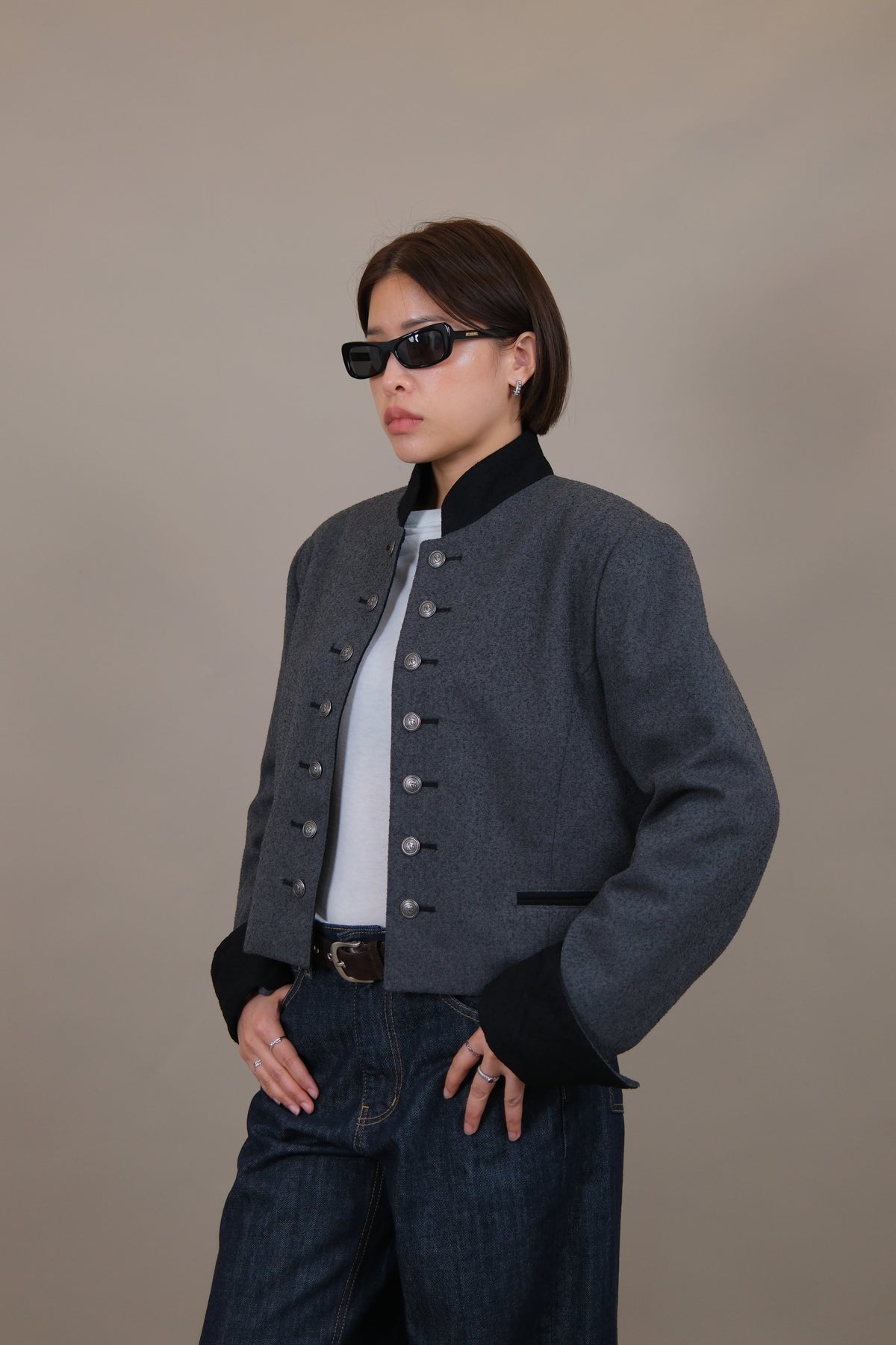Sabine Military Button Open Jacket