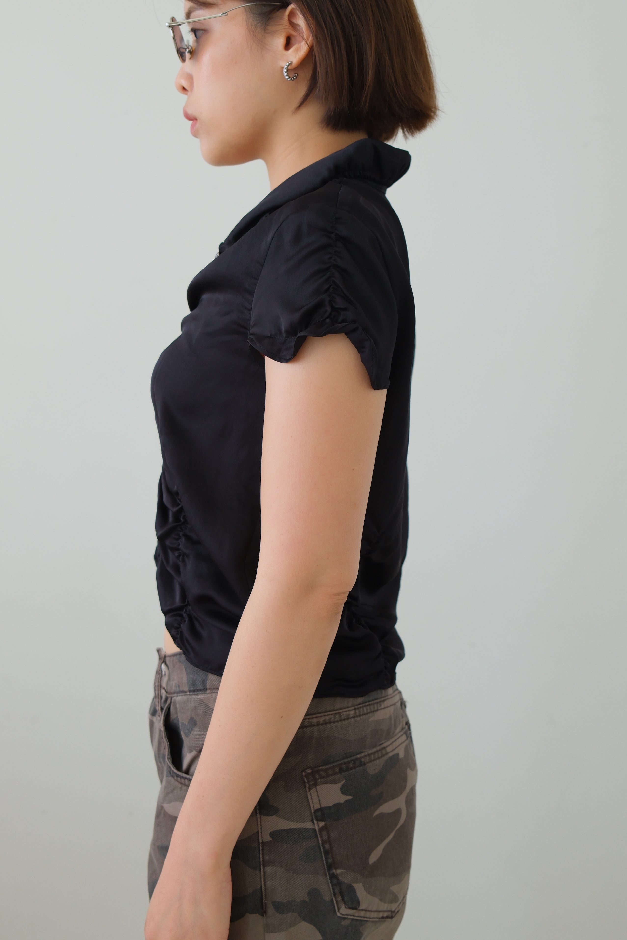 Glow All-over Ruched Satin Top