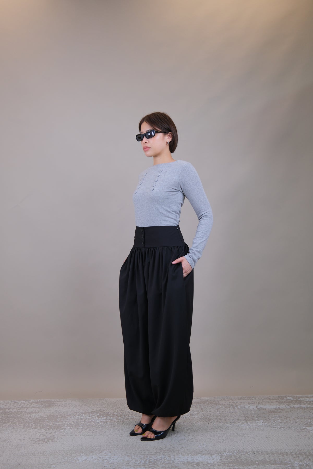 Elara Button Waist Balloon Pants