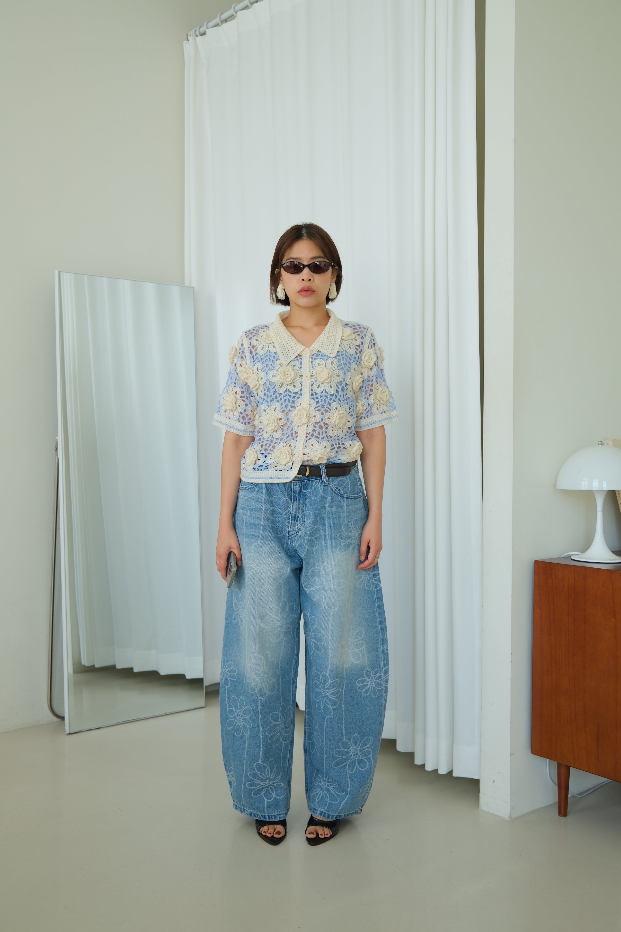 Aurelia 3D Flower Crochet Shirt