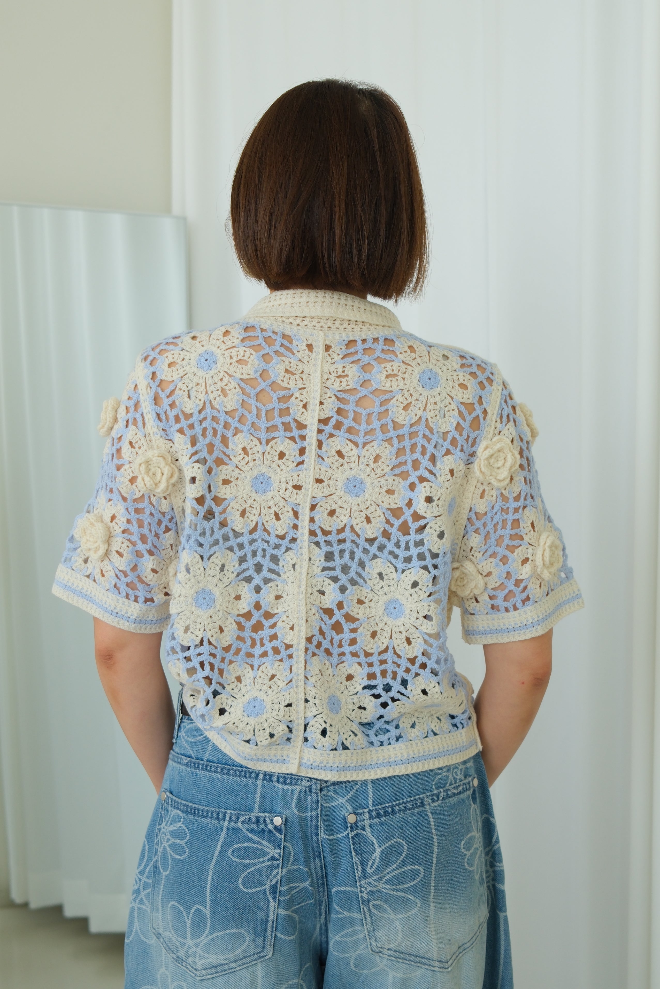 Aurelia 3D Flower Crochet Shirt