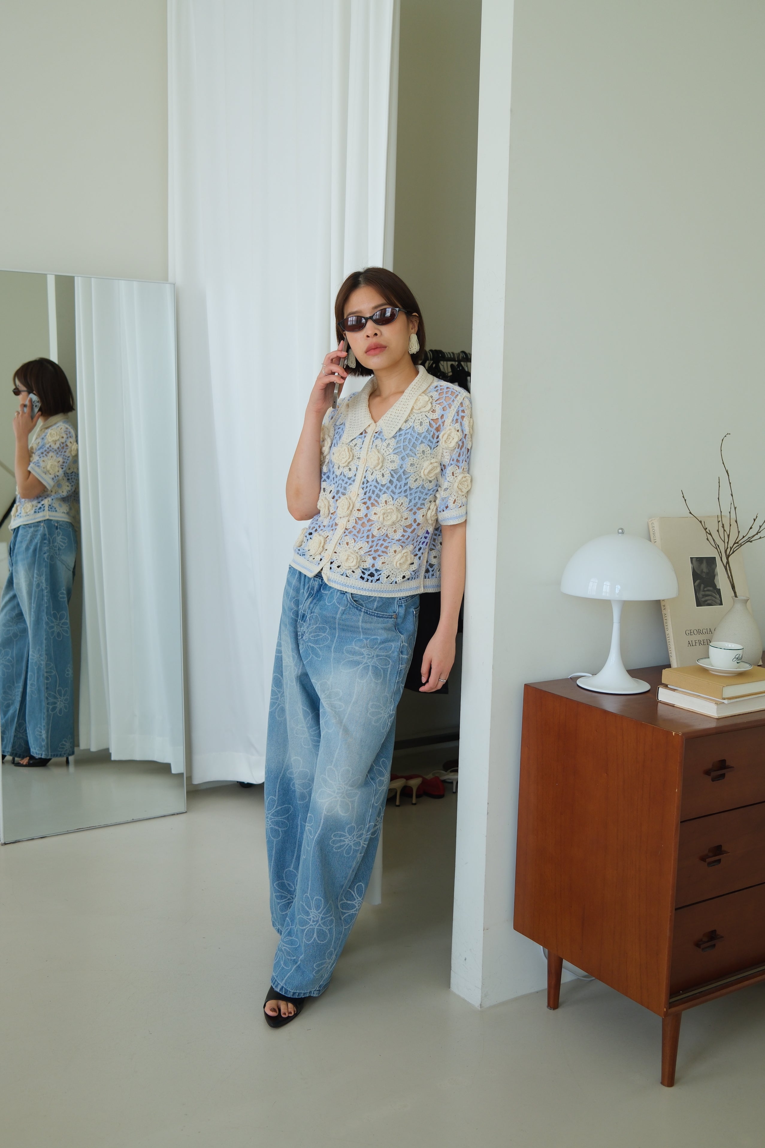 Aurelia 3D Flower Crochet Shirt