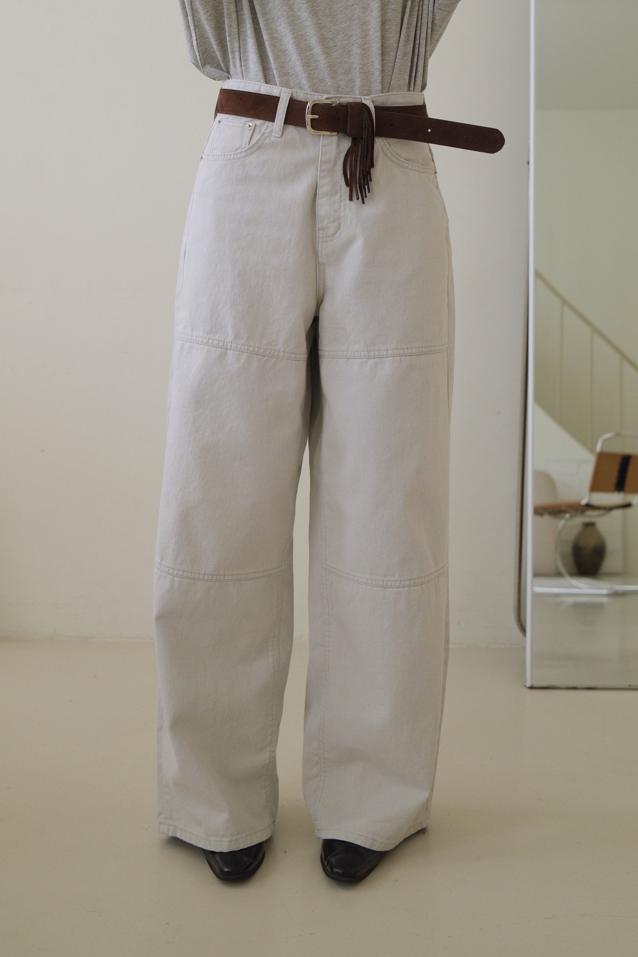 patchwork straight jeans