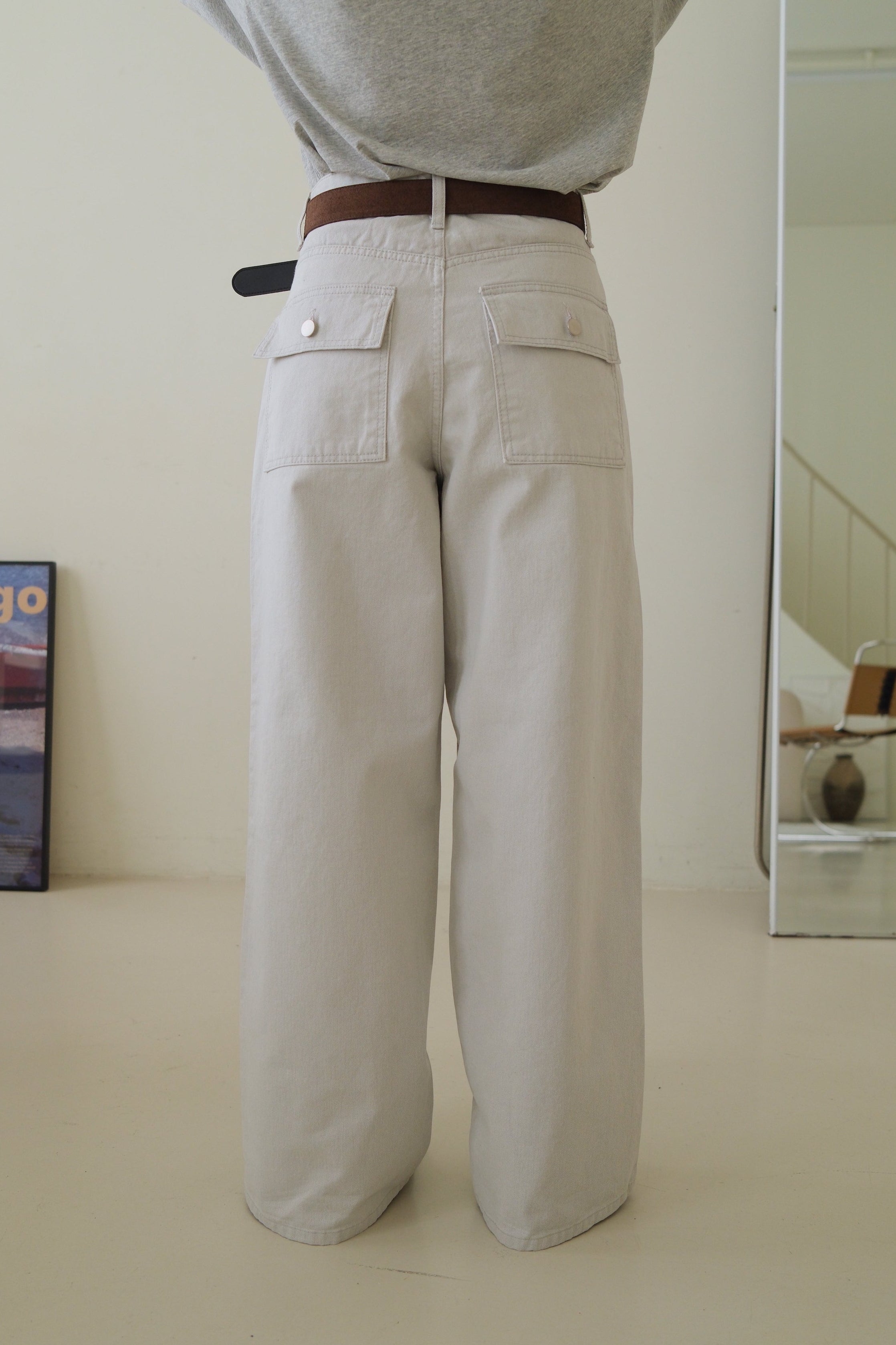 patchwork straight jeans