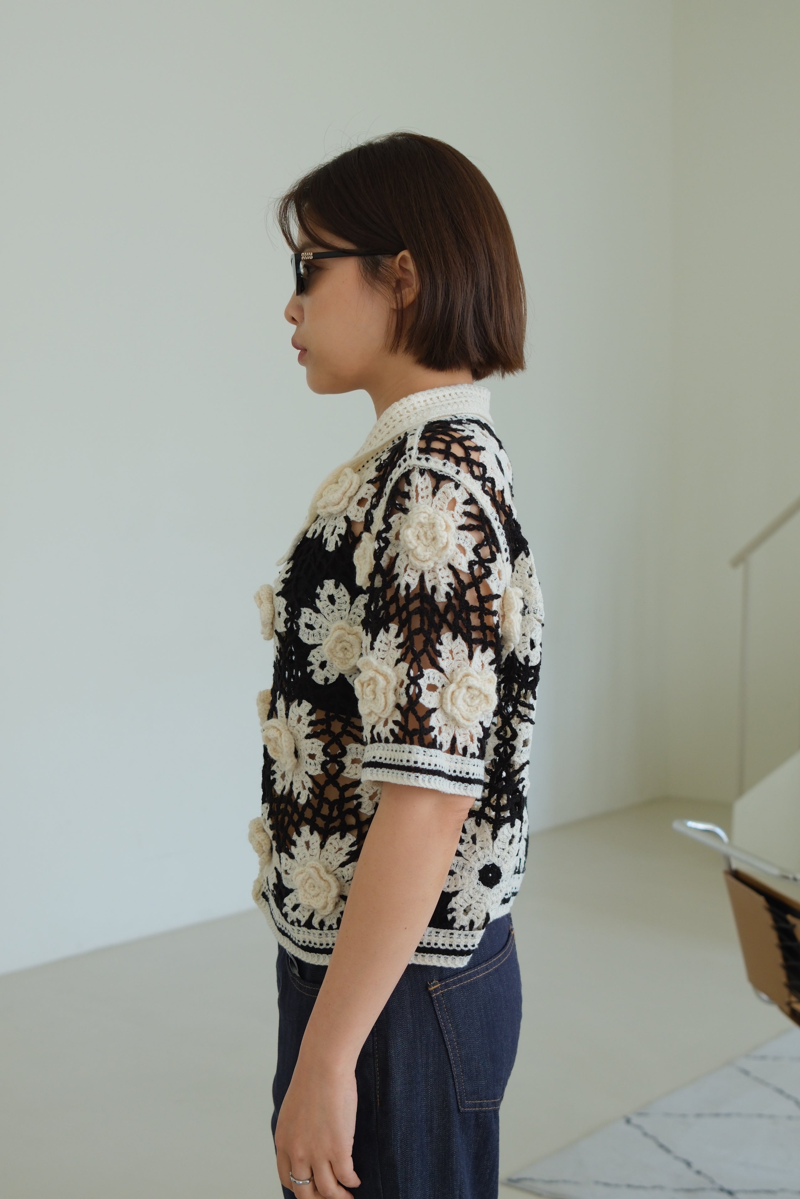 Aurelia 3D Flower Crochet Shirt