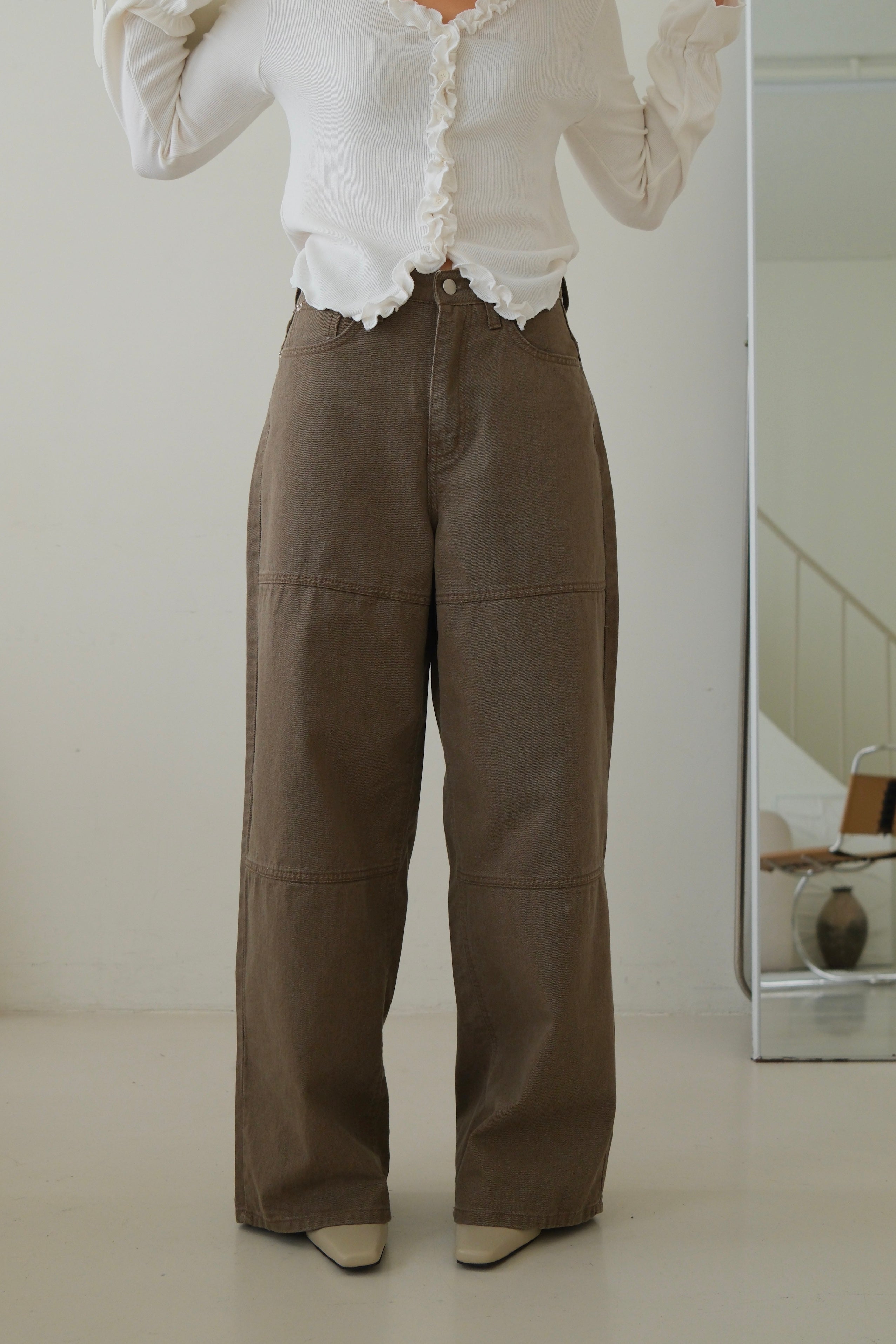 patchwork straight jeans