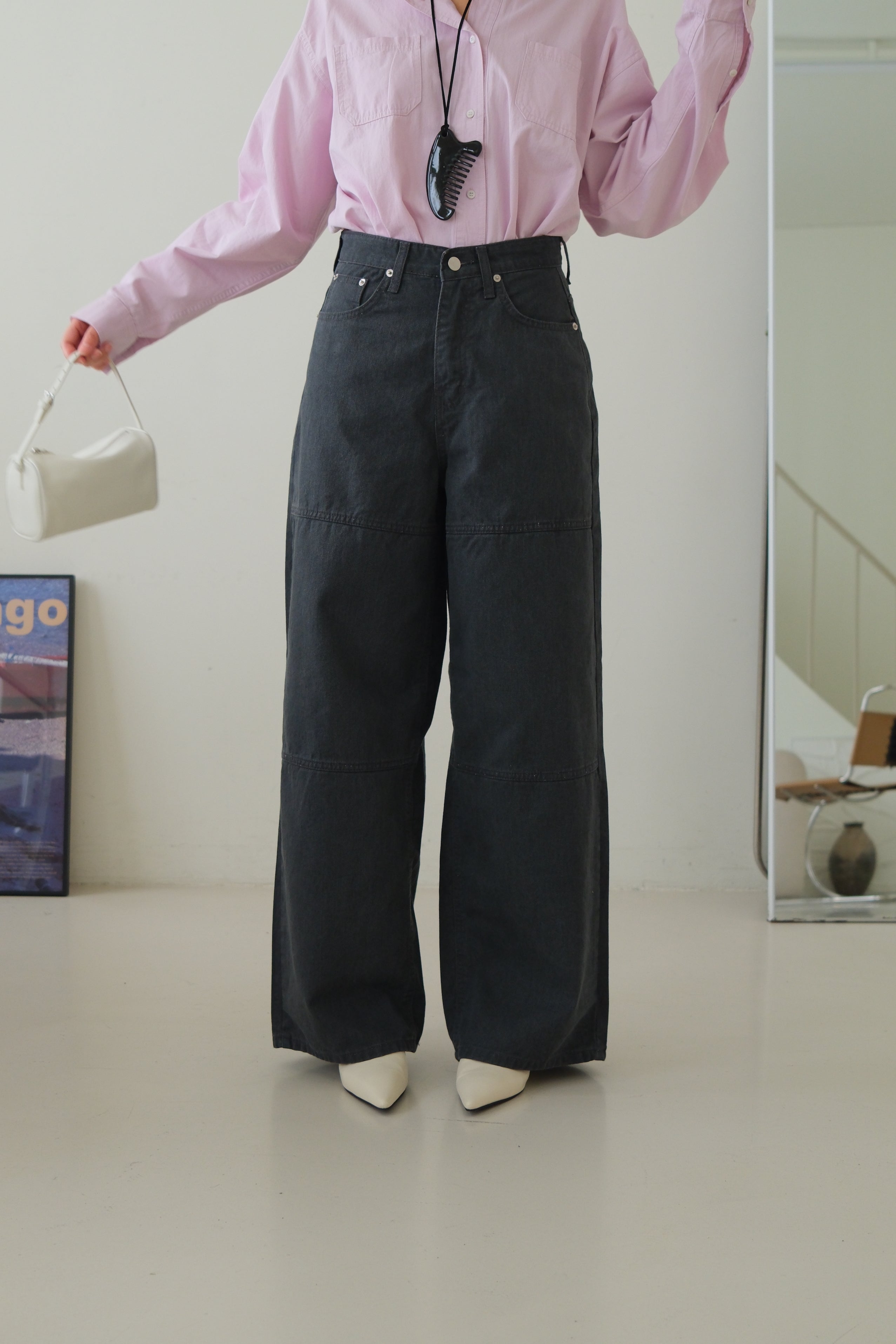 patchwork straight jeans