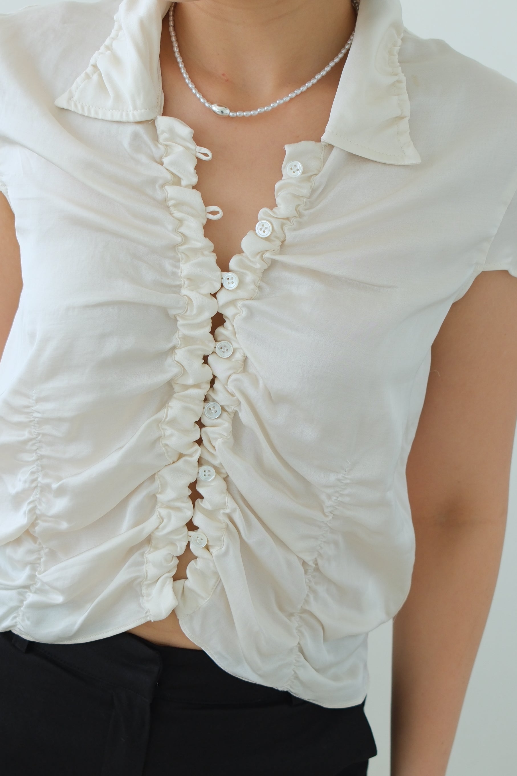Glow All-over Ruched Satin Top