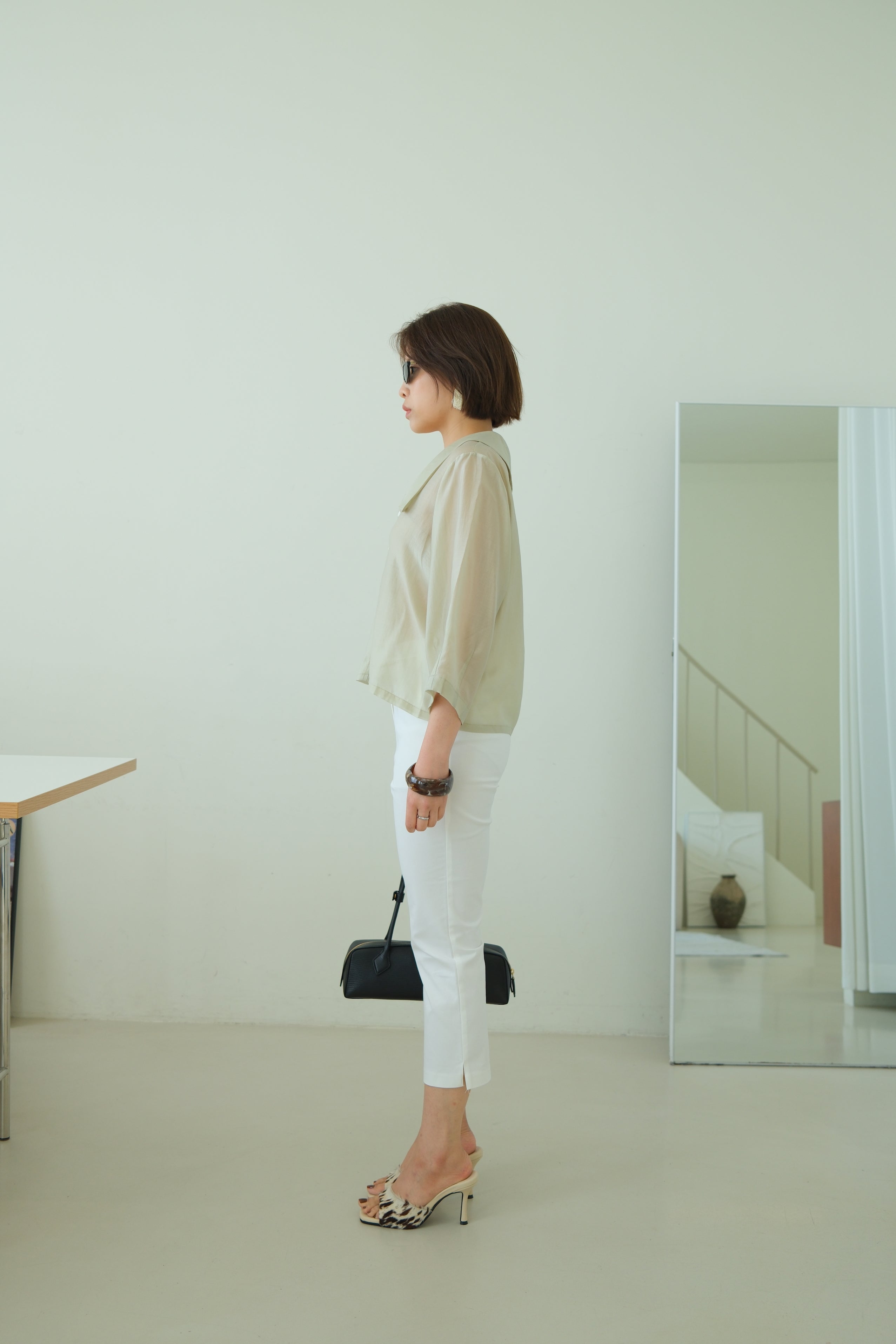 Vela Sheer Wide Collar Blouse