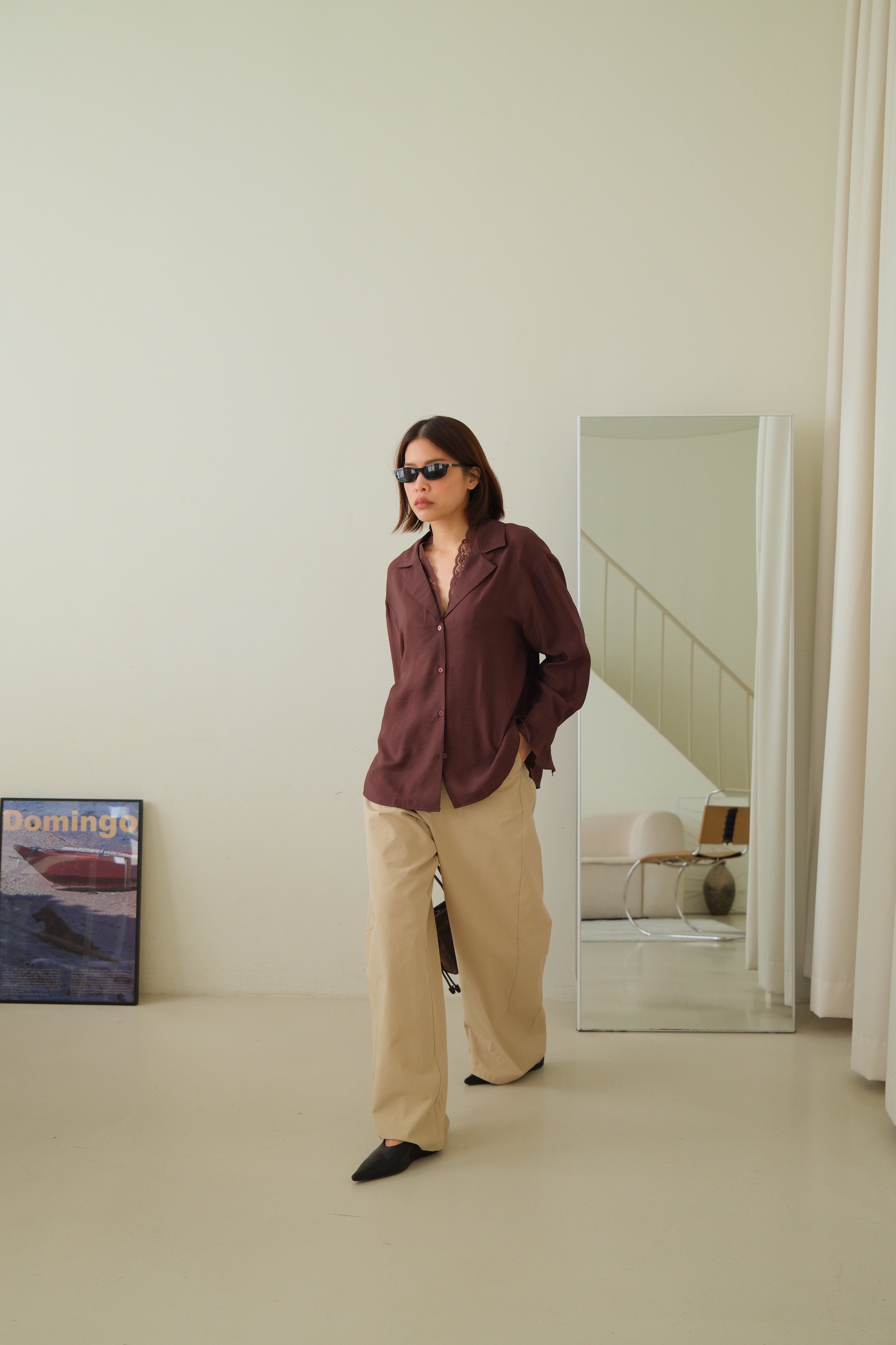 Hawaii lace collar shirt