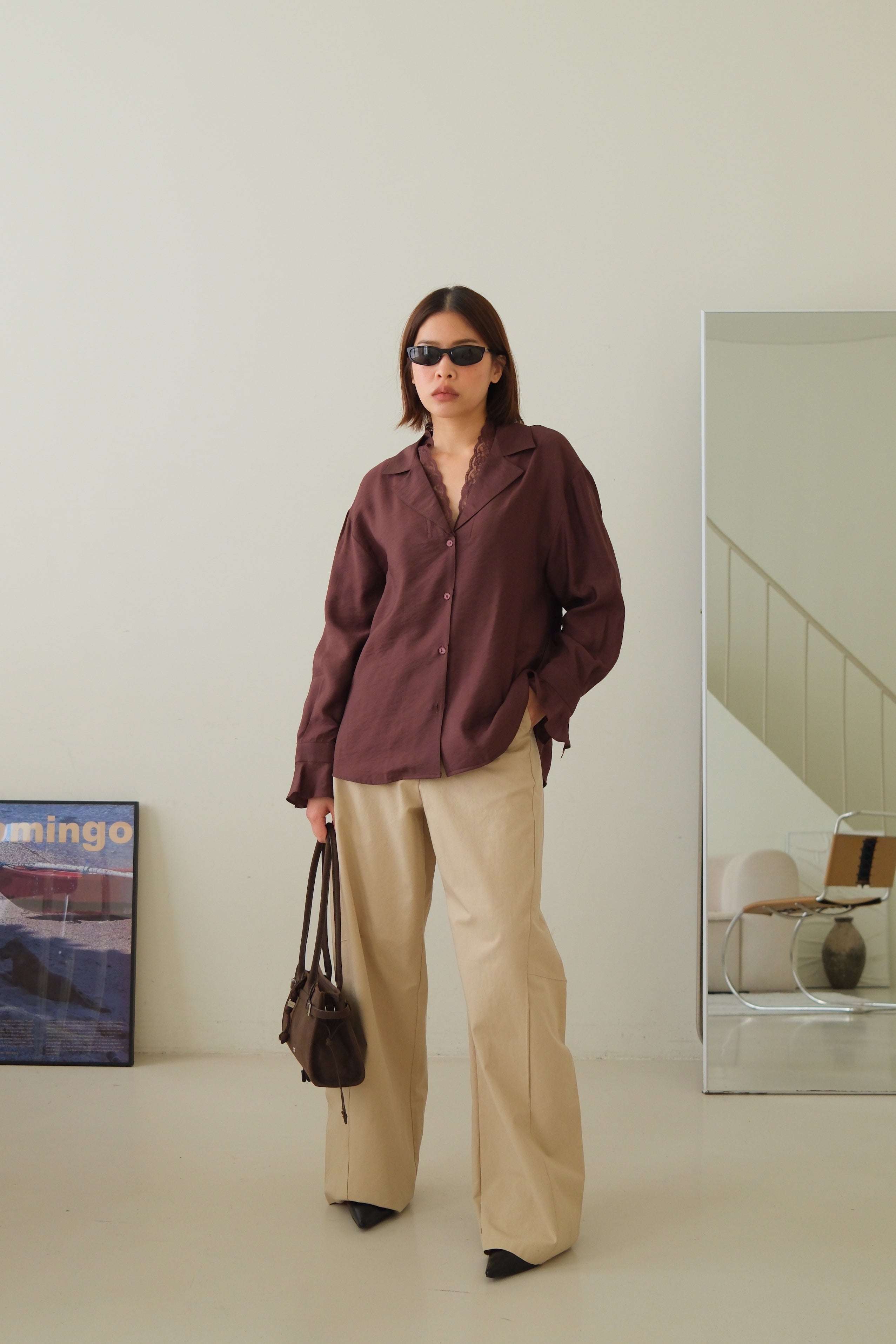 Hawaii lace collar shirt