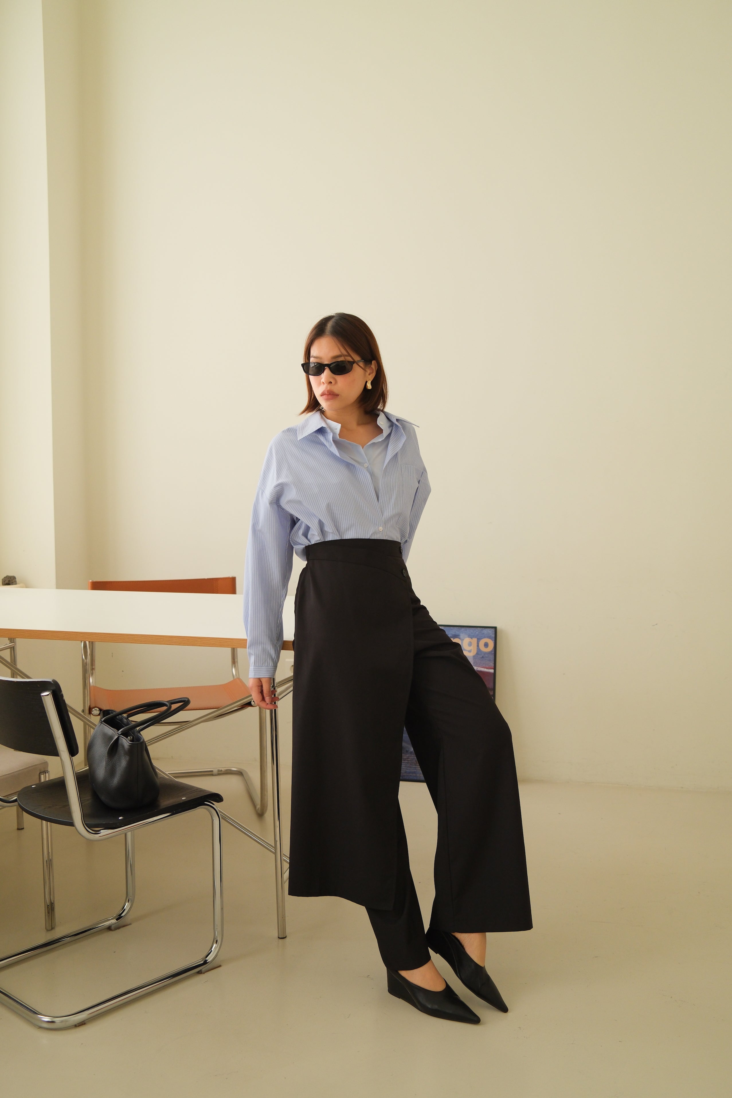 high waist wrap trousers