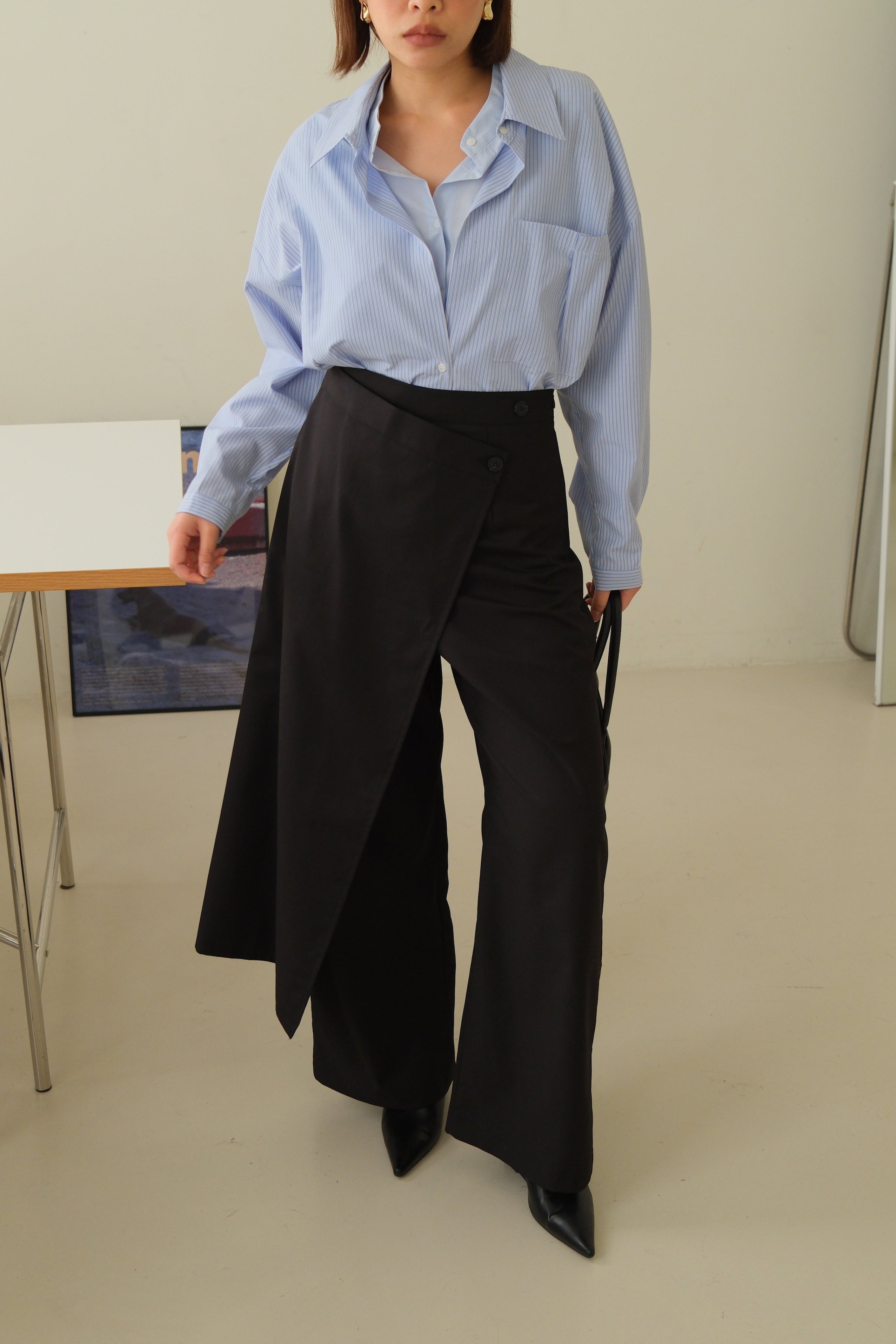 high waist wrap trousers