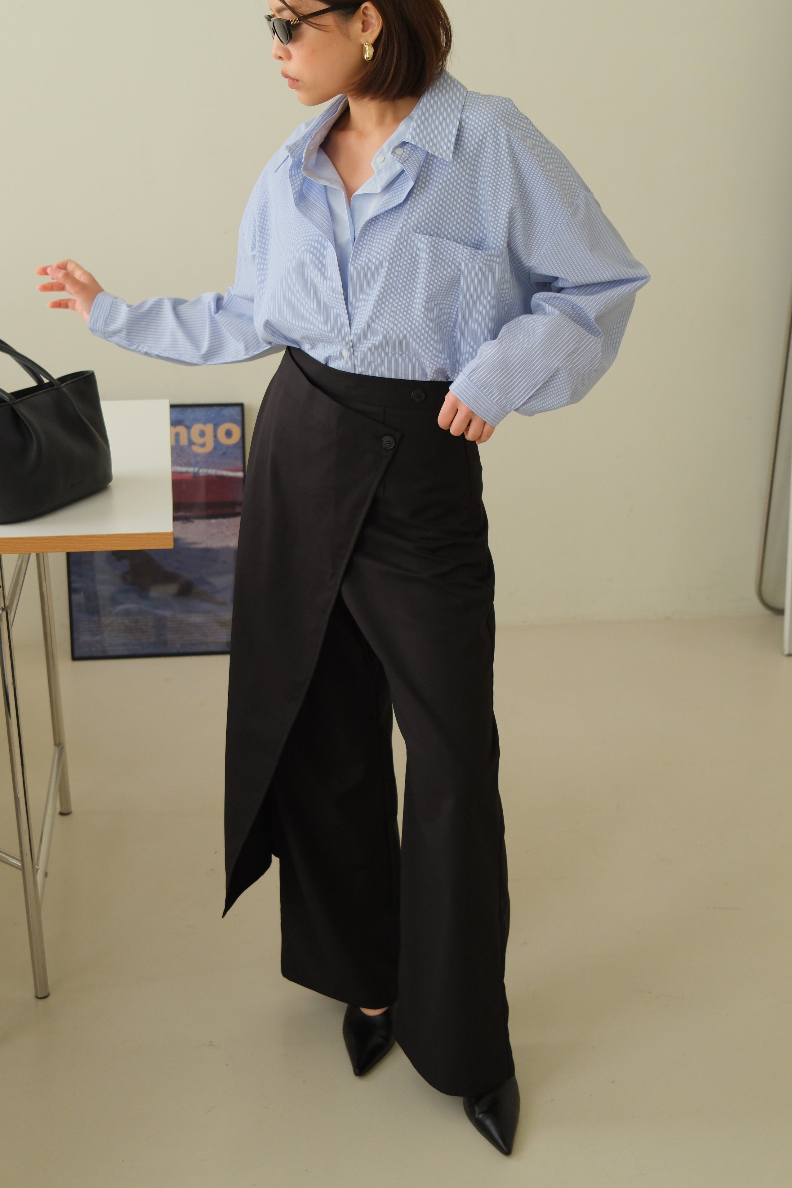 high waist wrap trousers