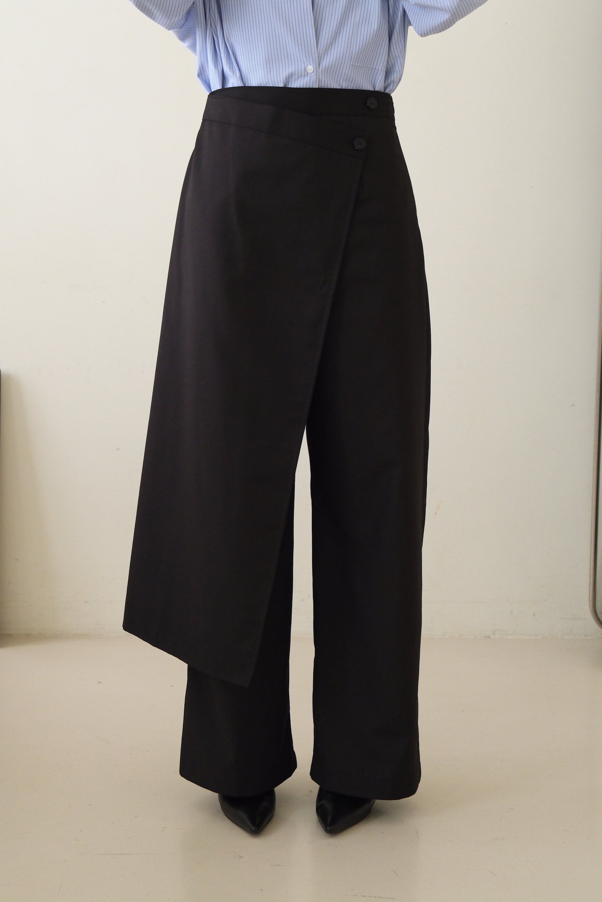 high waist wrap trousers