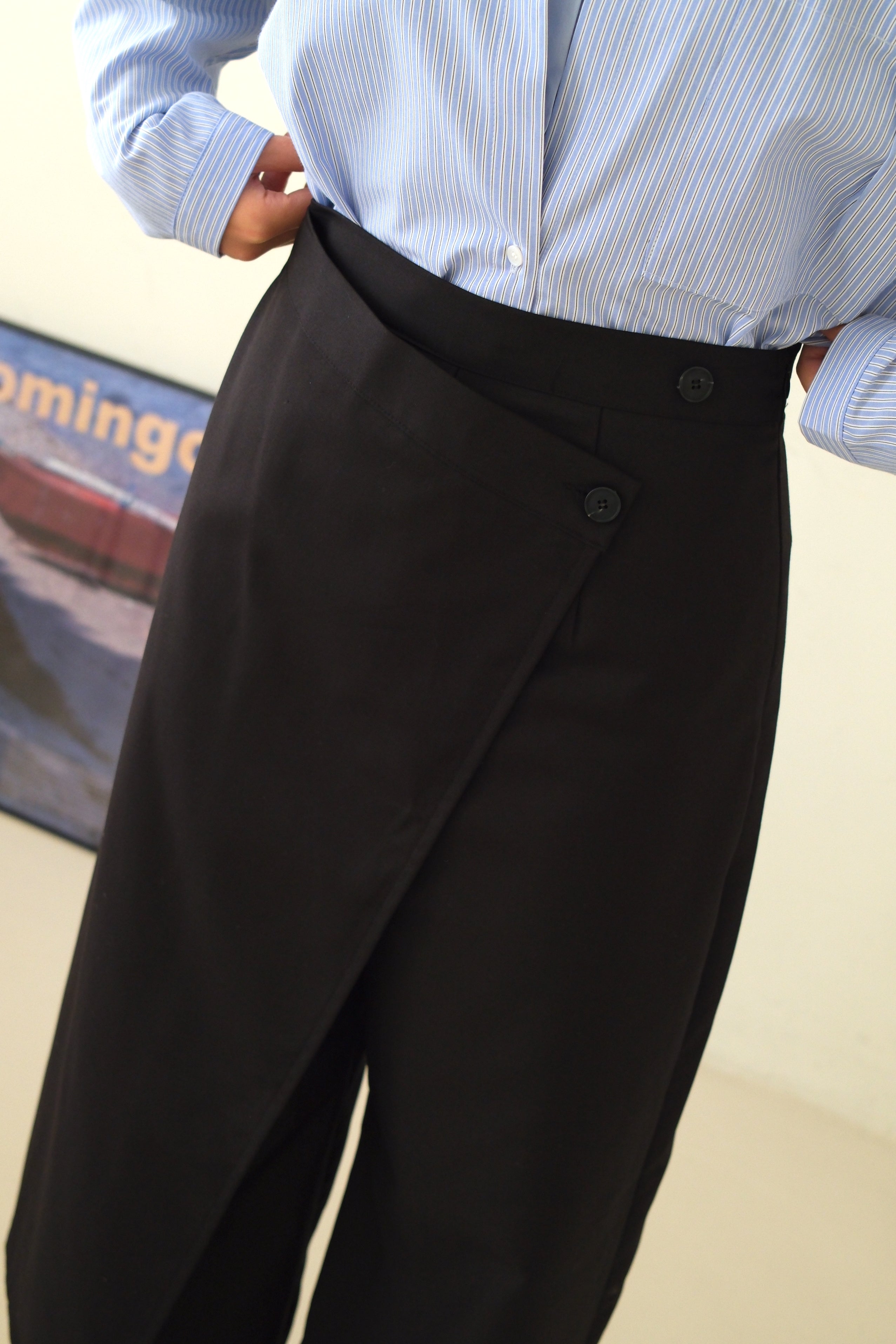 high waist wrap trousers