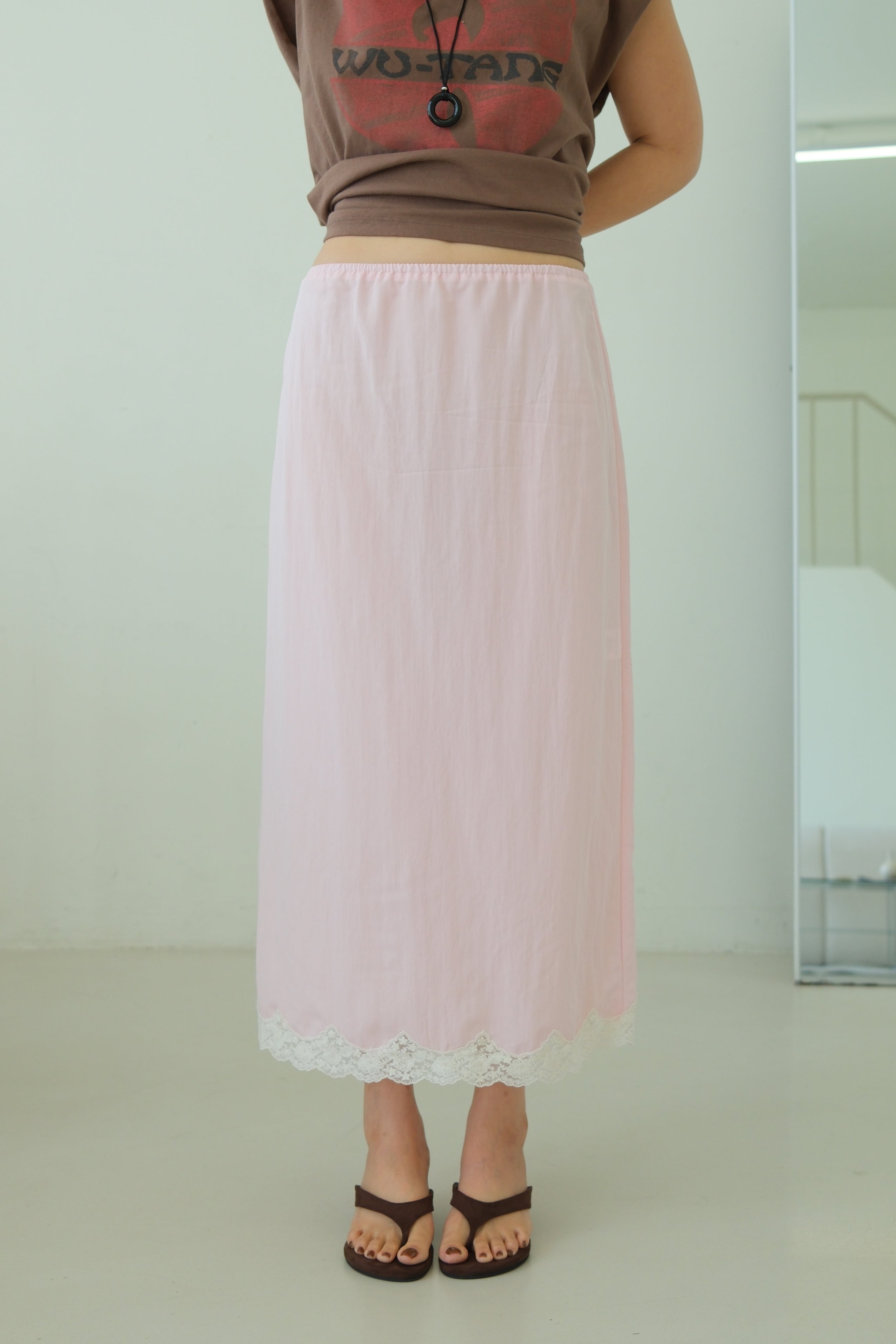 Macaron Lace-trim Maxi Skirt