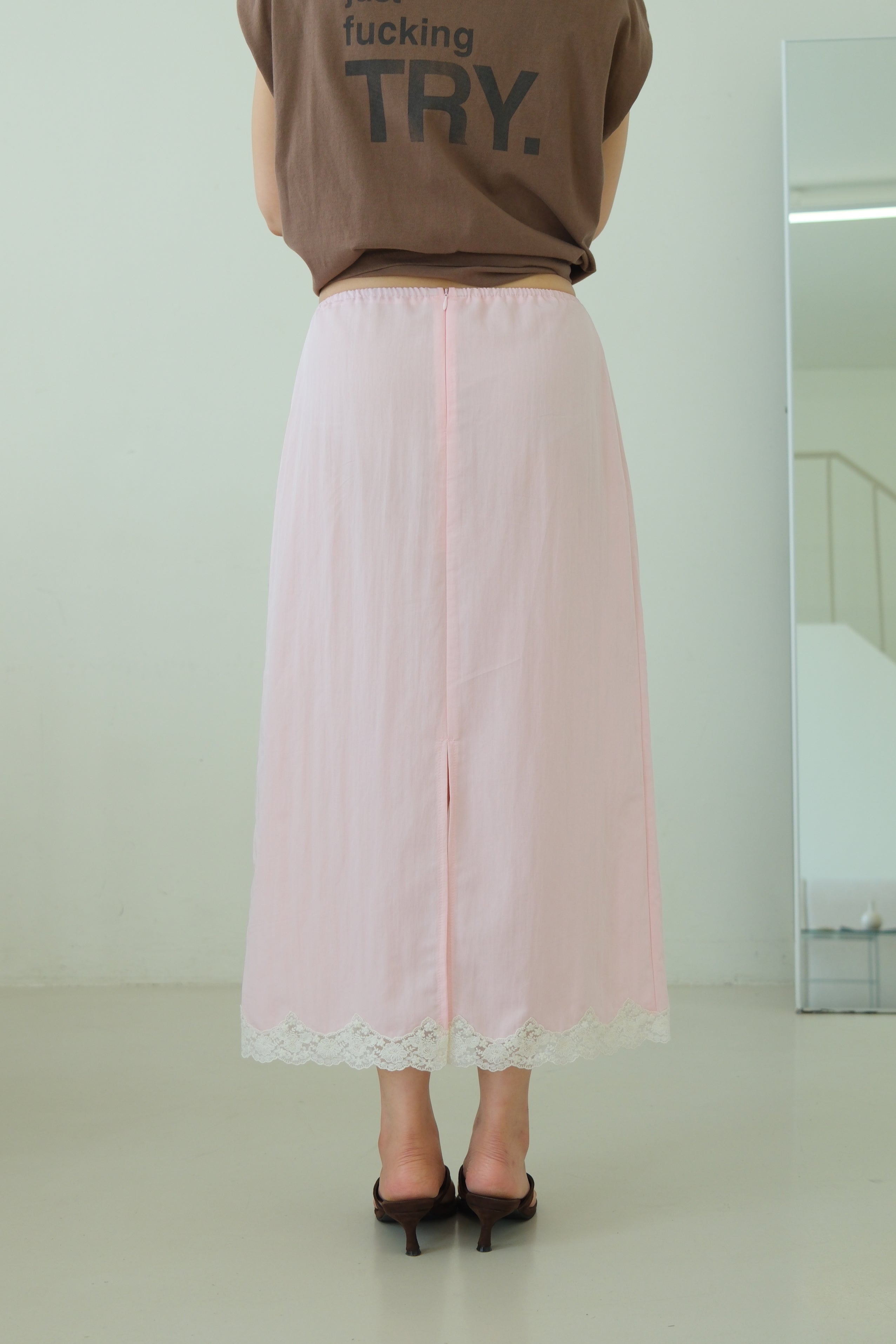 Macaron Lace-trim Maxi Skirt
