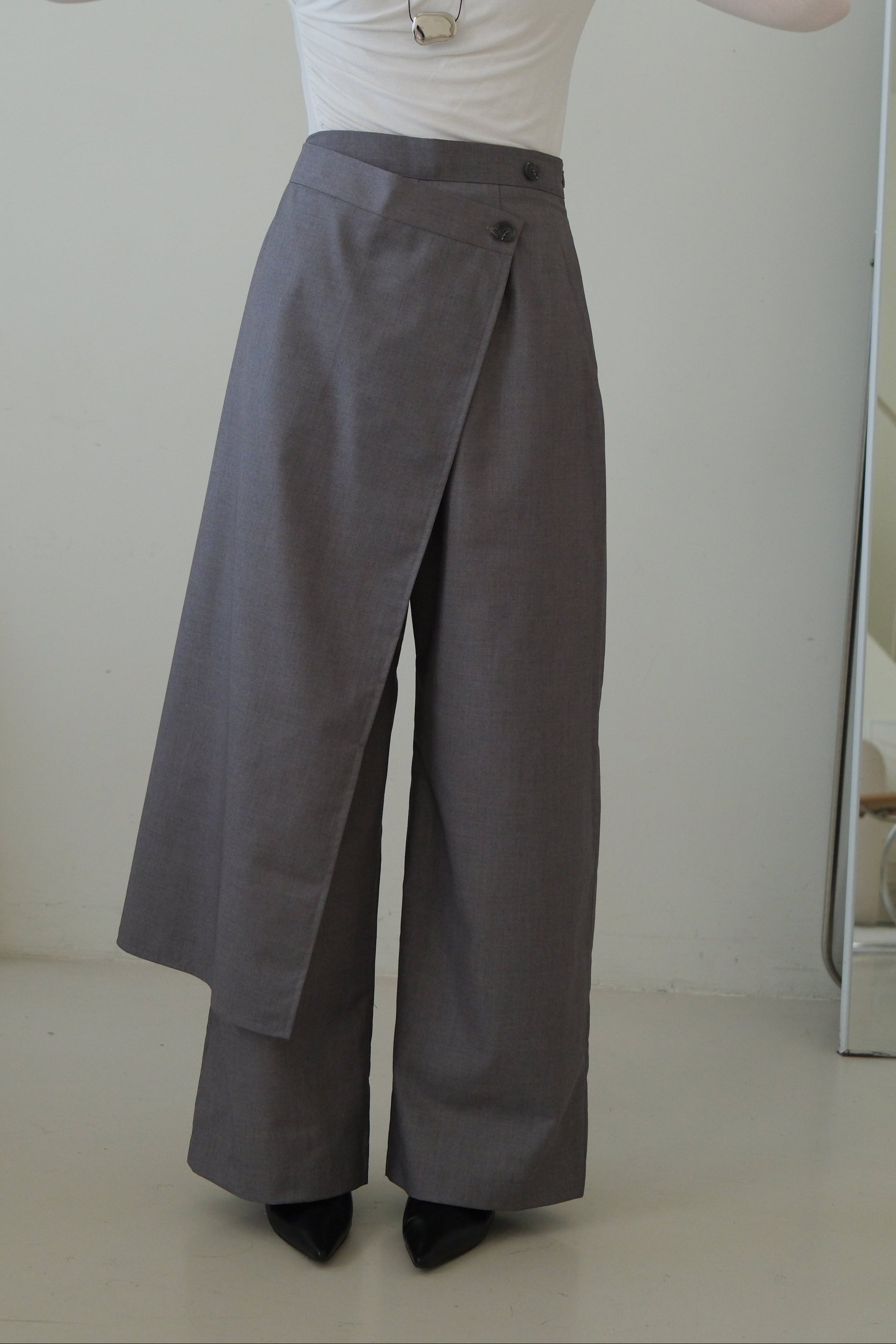 high waist wrap trousers