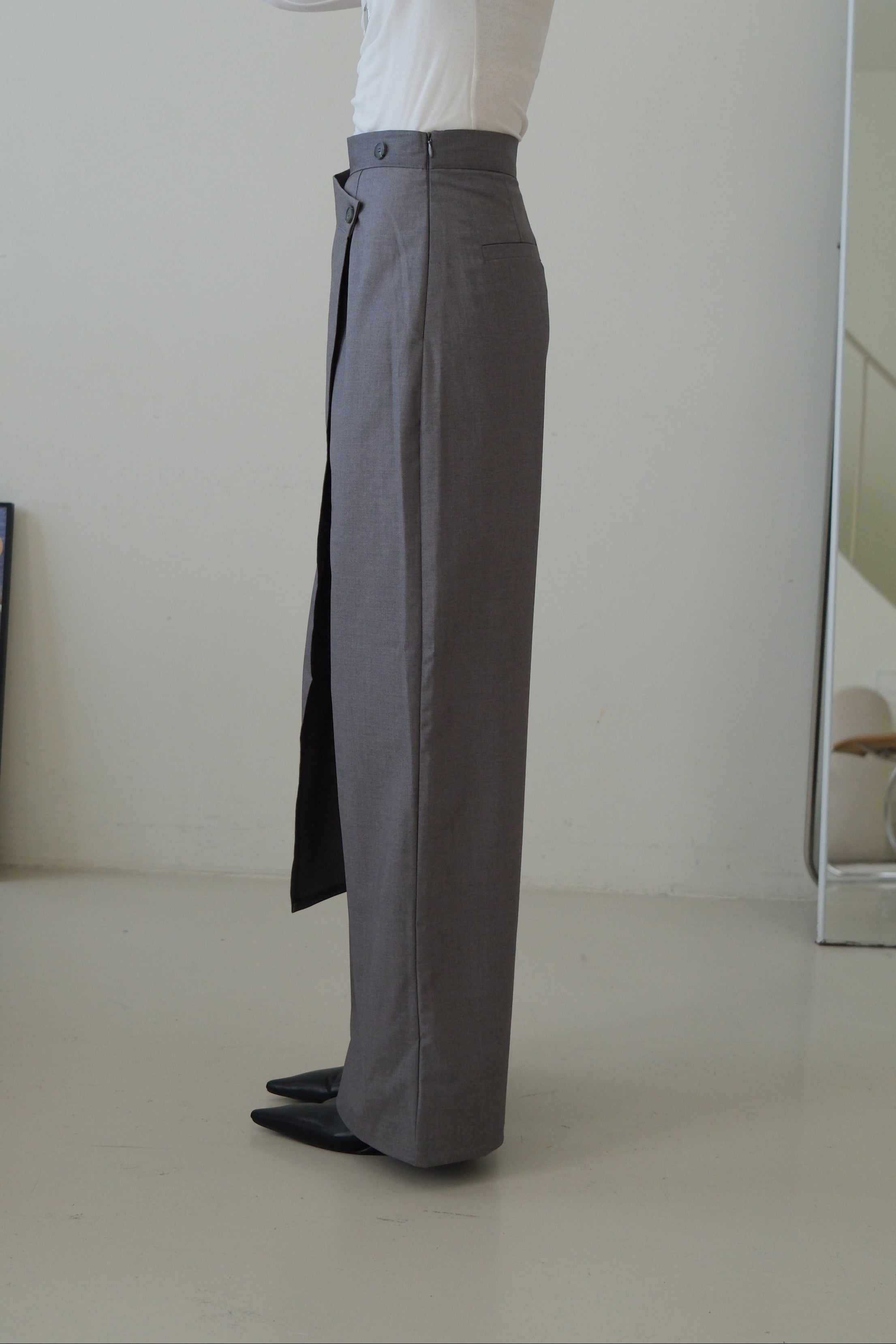 high waist wrap trousers