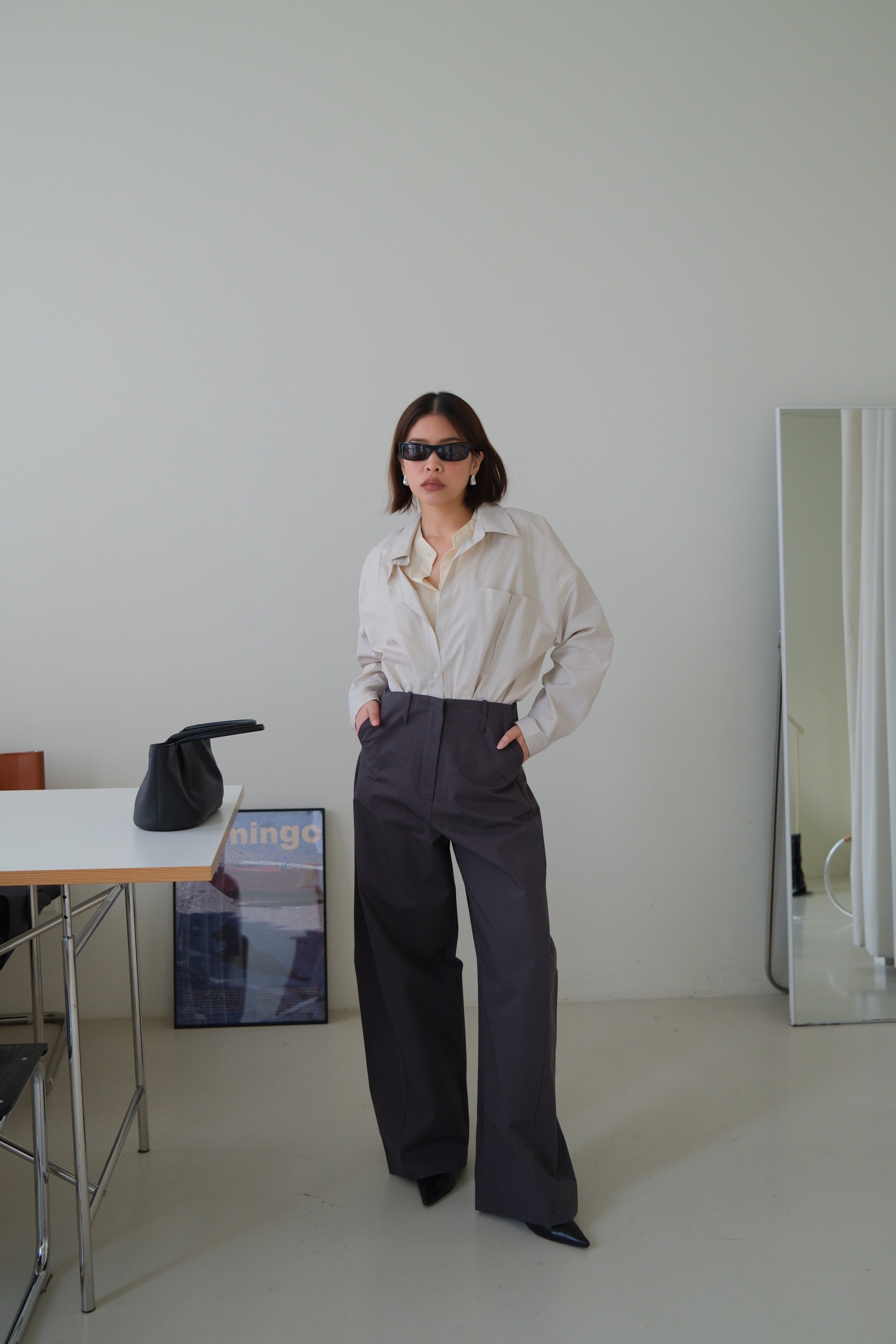Nori high-waist curved pants