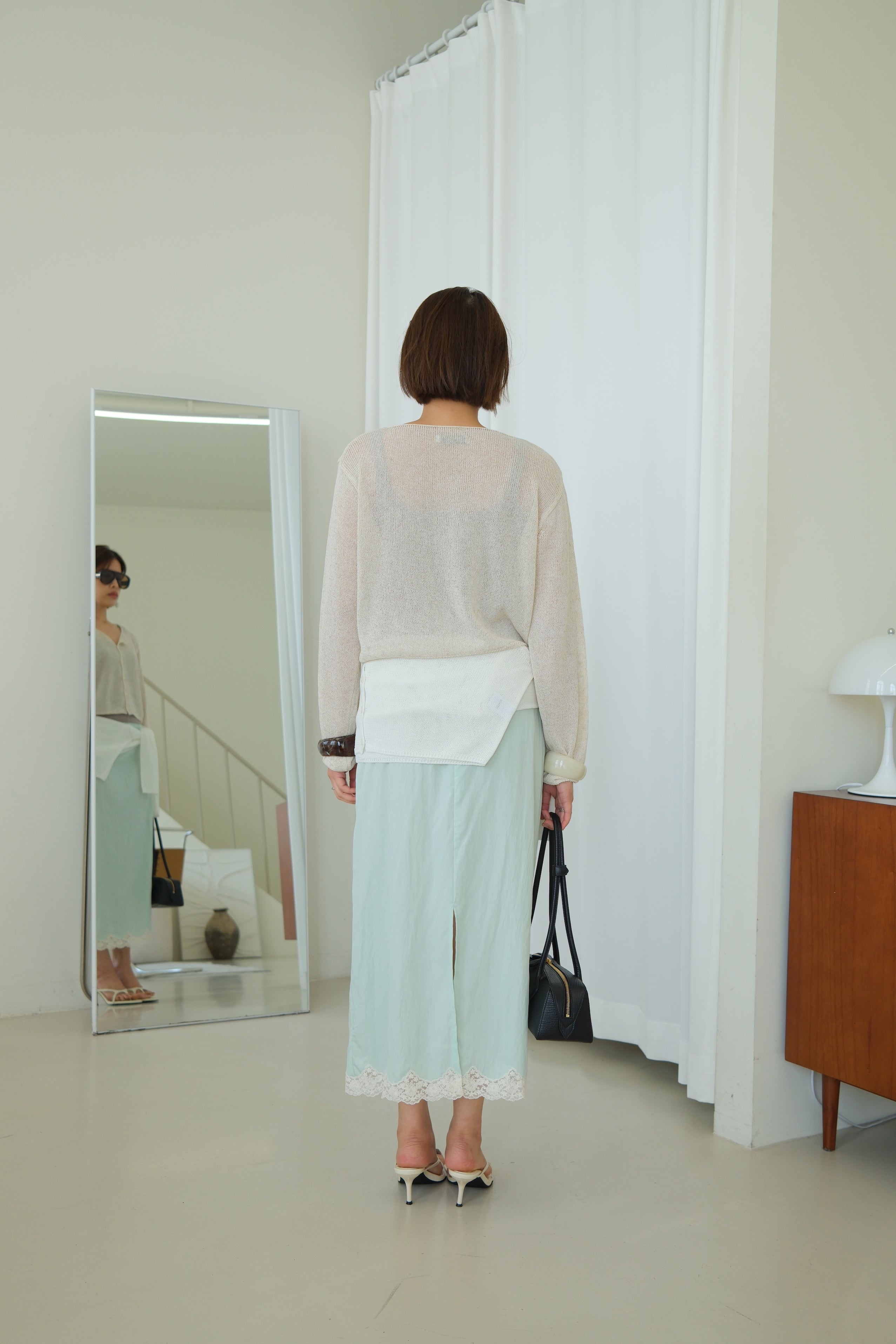 Macaron Lace-trim Maxi Skirt