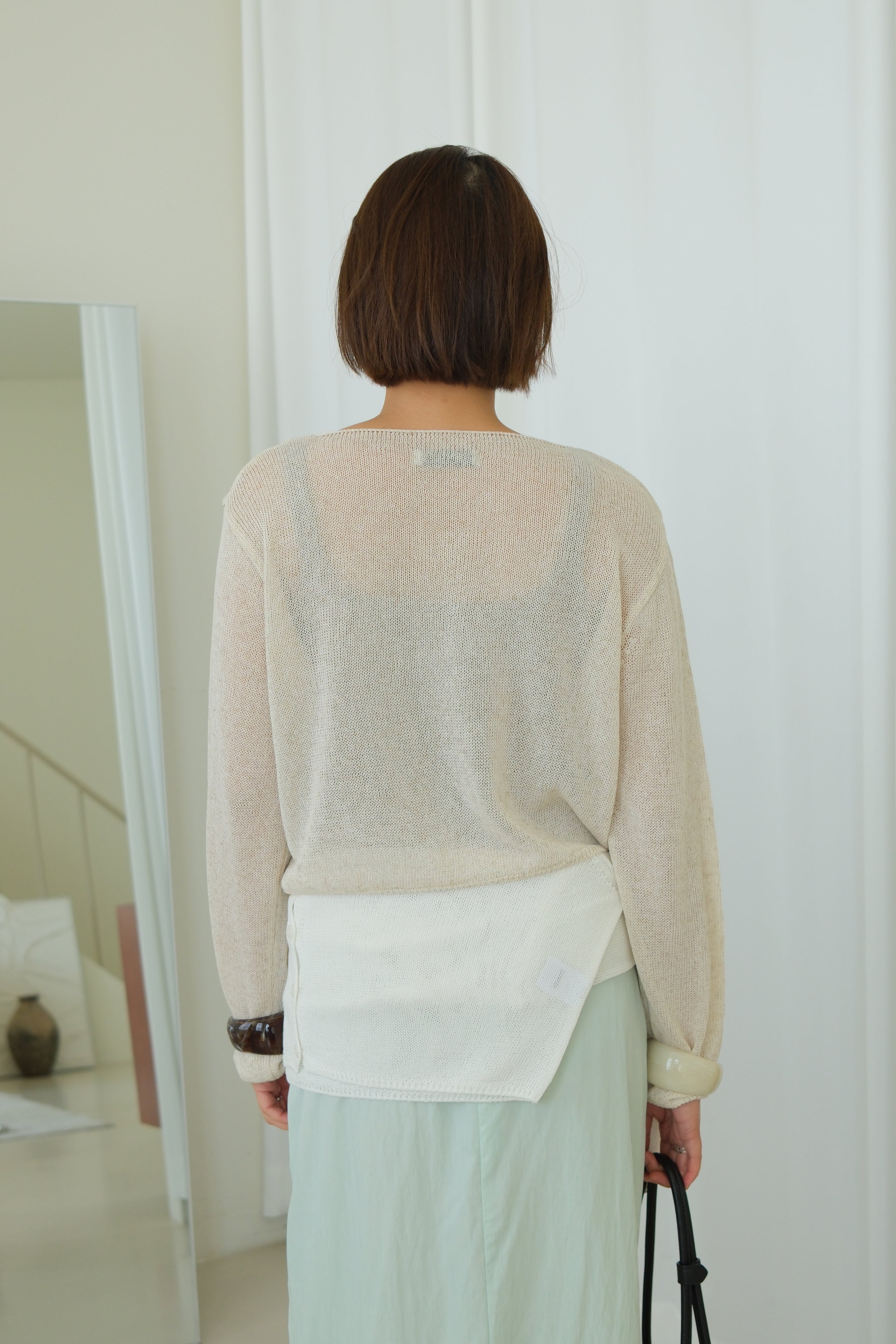 Anais Cropped Linen Knit cardigan