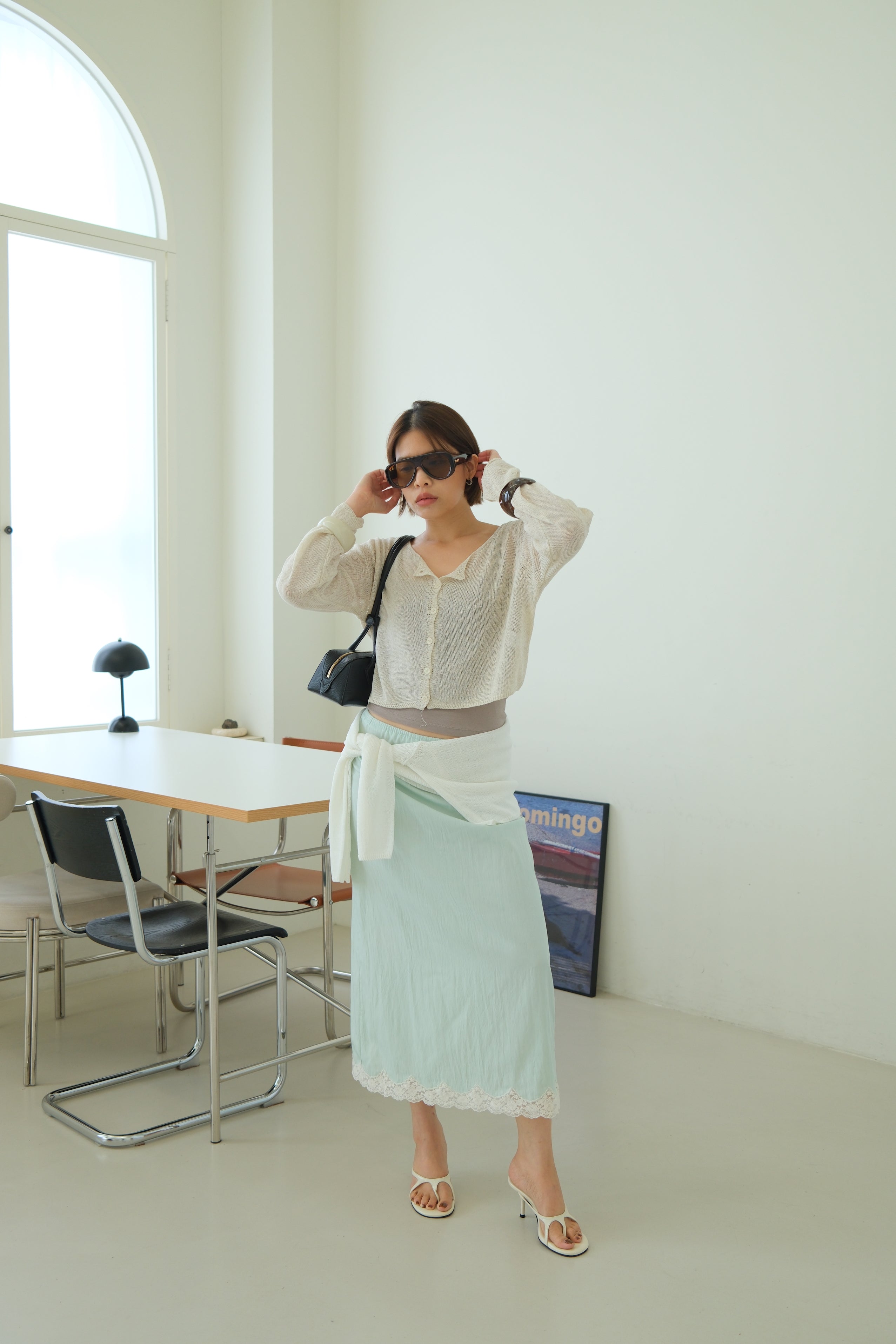 Anais Cropped Linen Knit cardigan