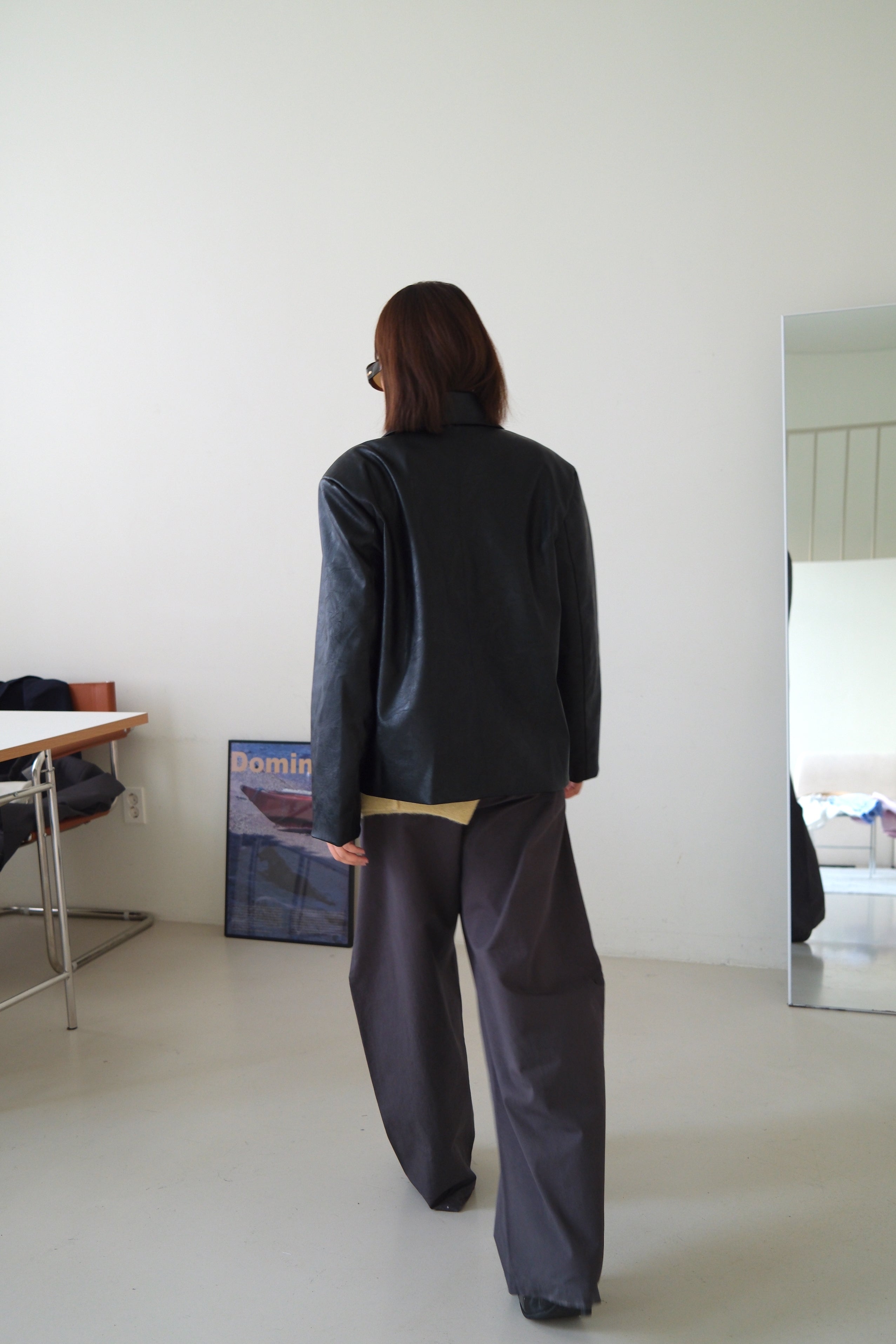 Unun collar faux leather jacket