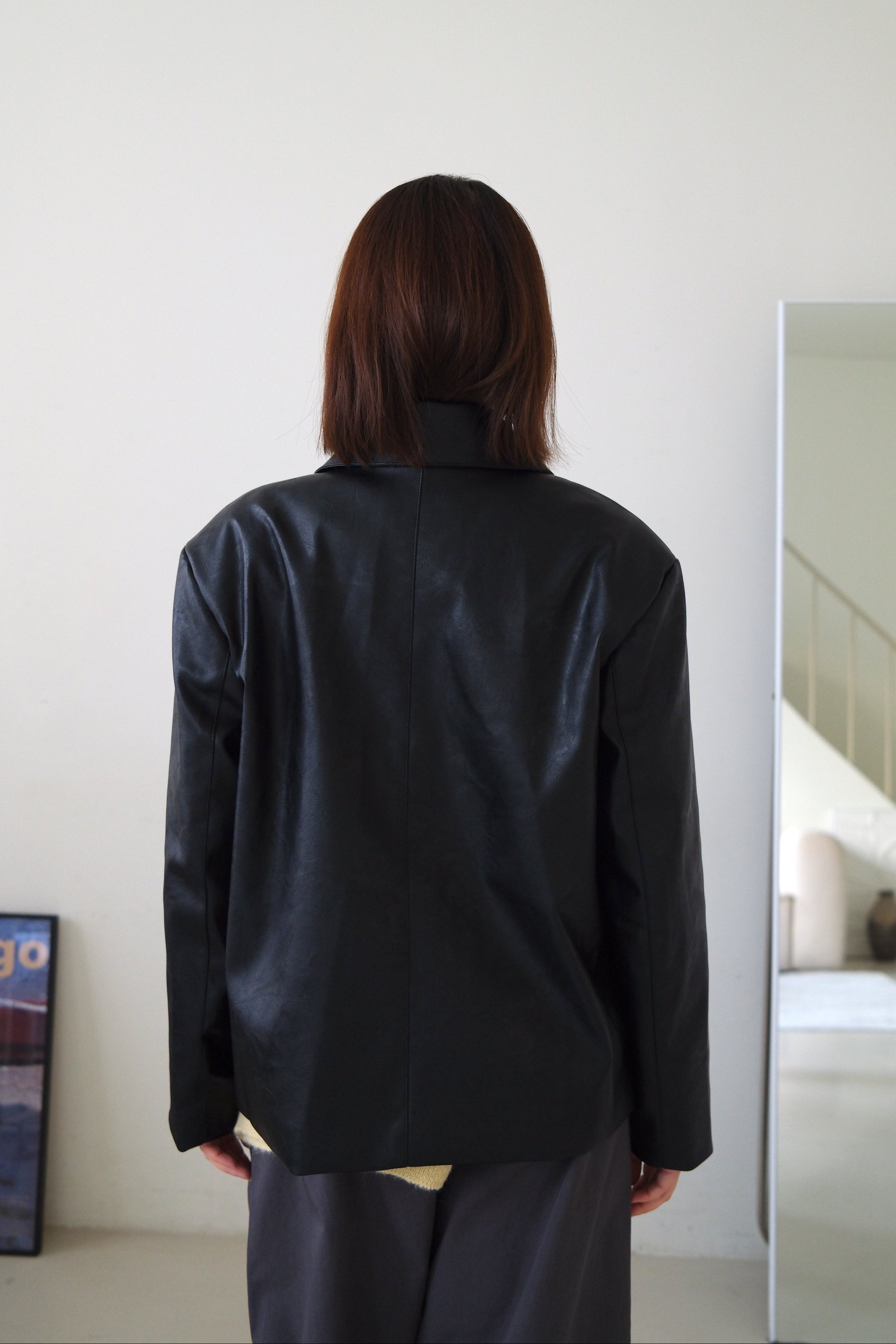 Unun collar faux leather jacket