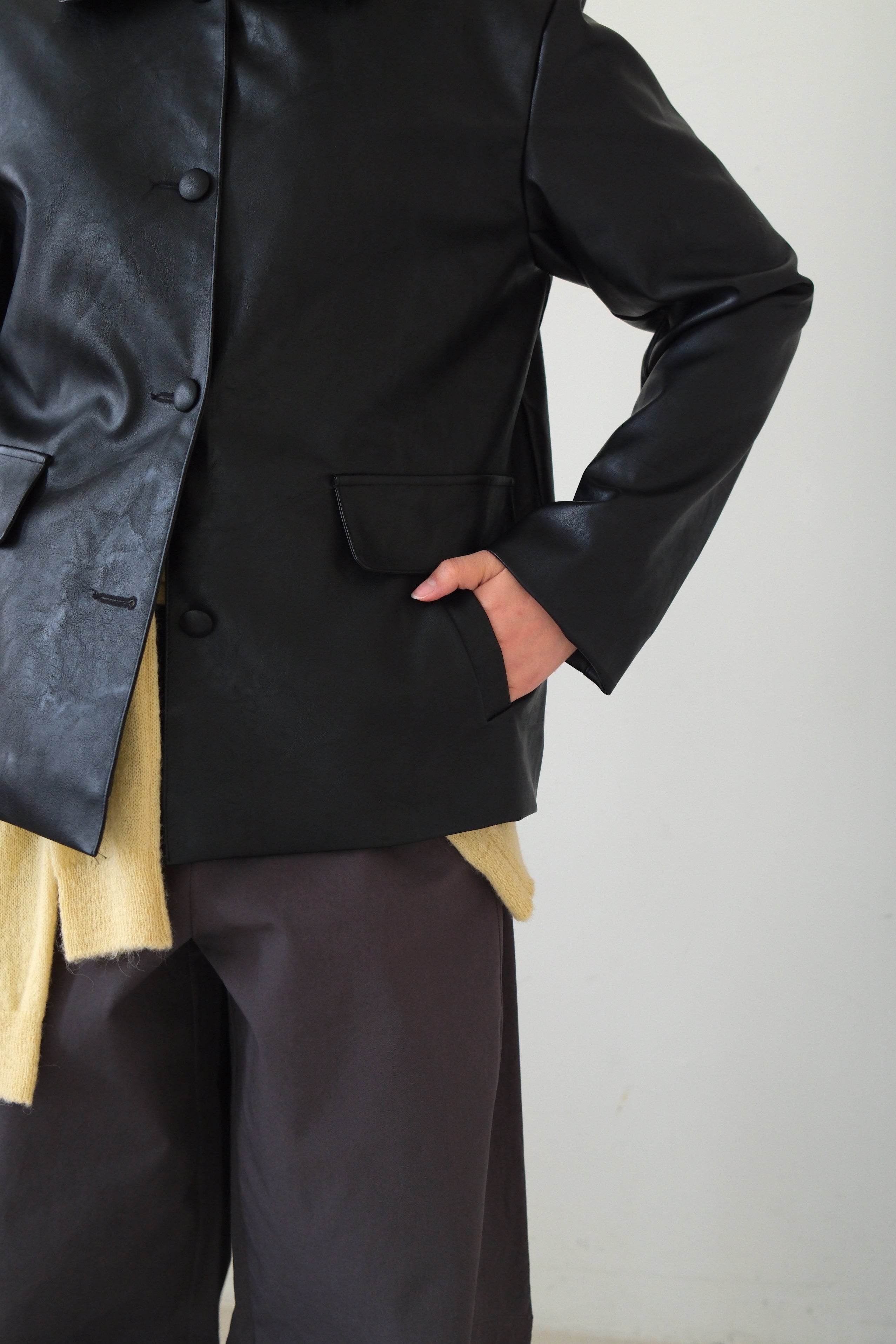 Unun collar faux leather jacket