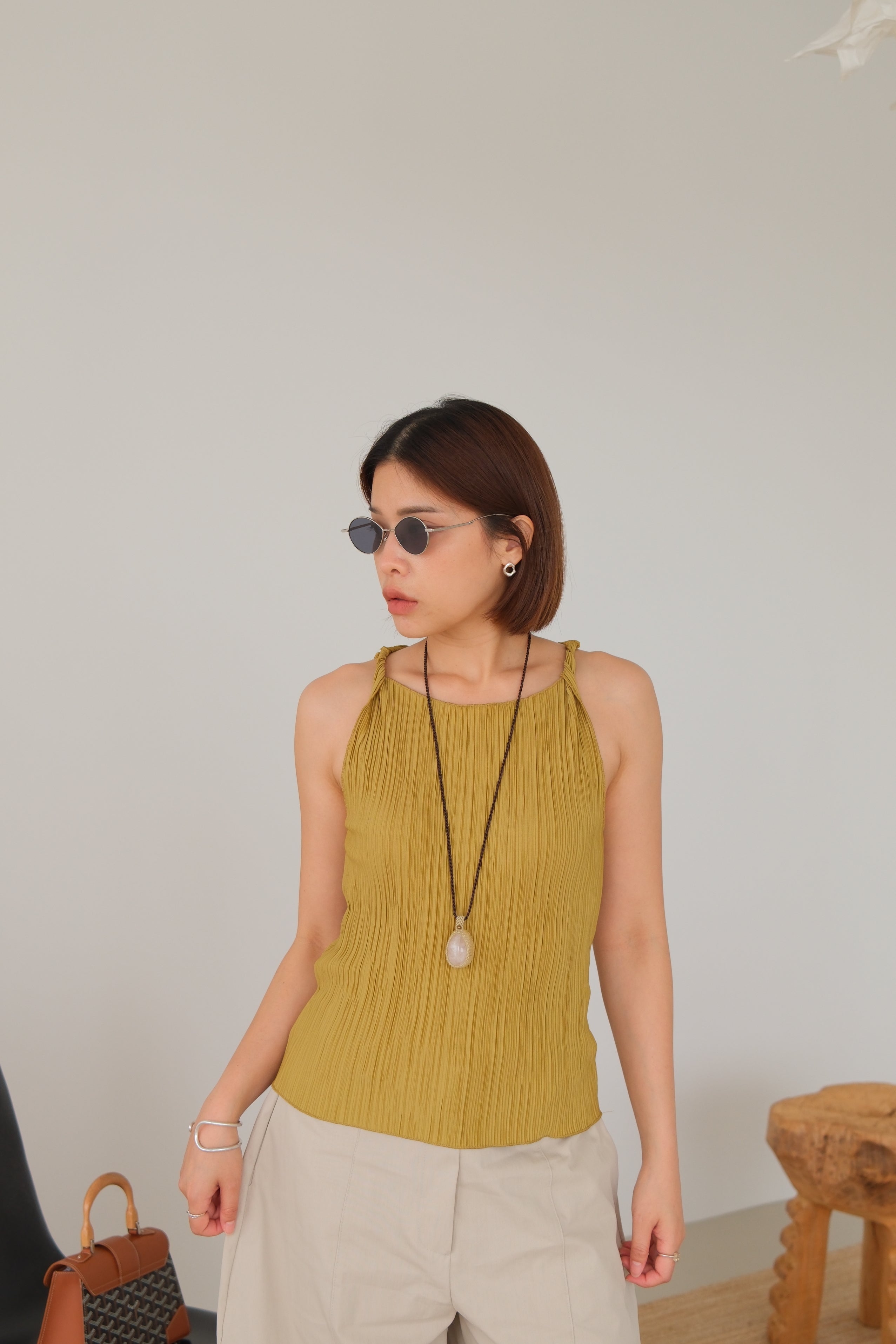 Pleated Muse Halter Top