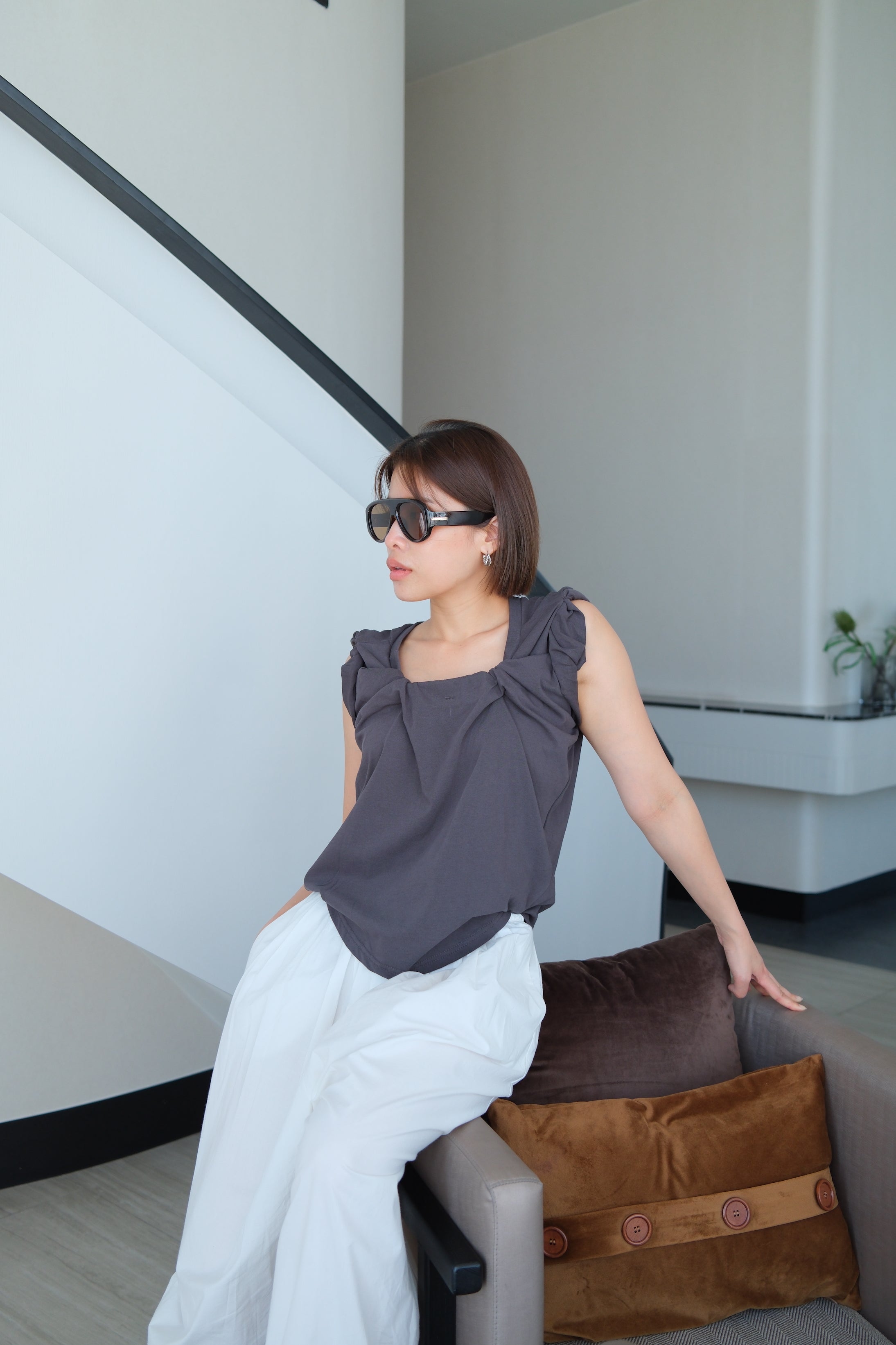 Morrow 2-Way Rolled Sleeve Top