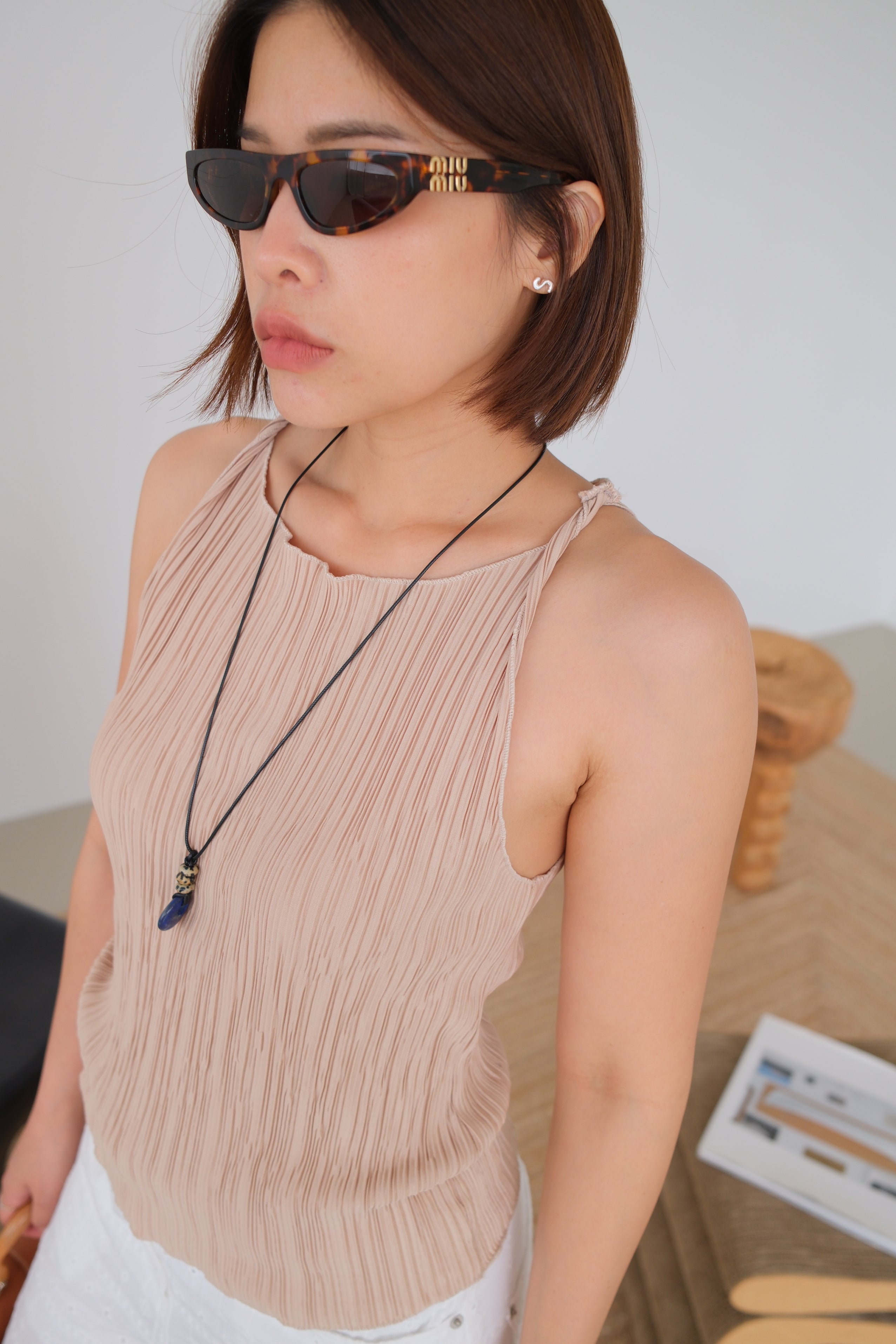 Pleated Muse Halter Top