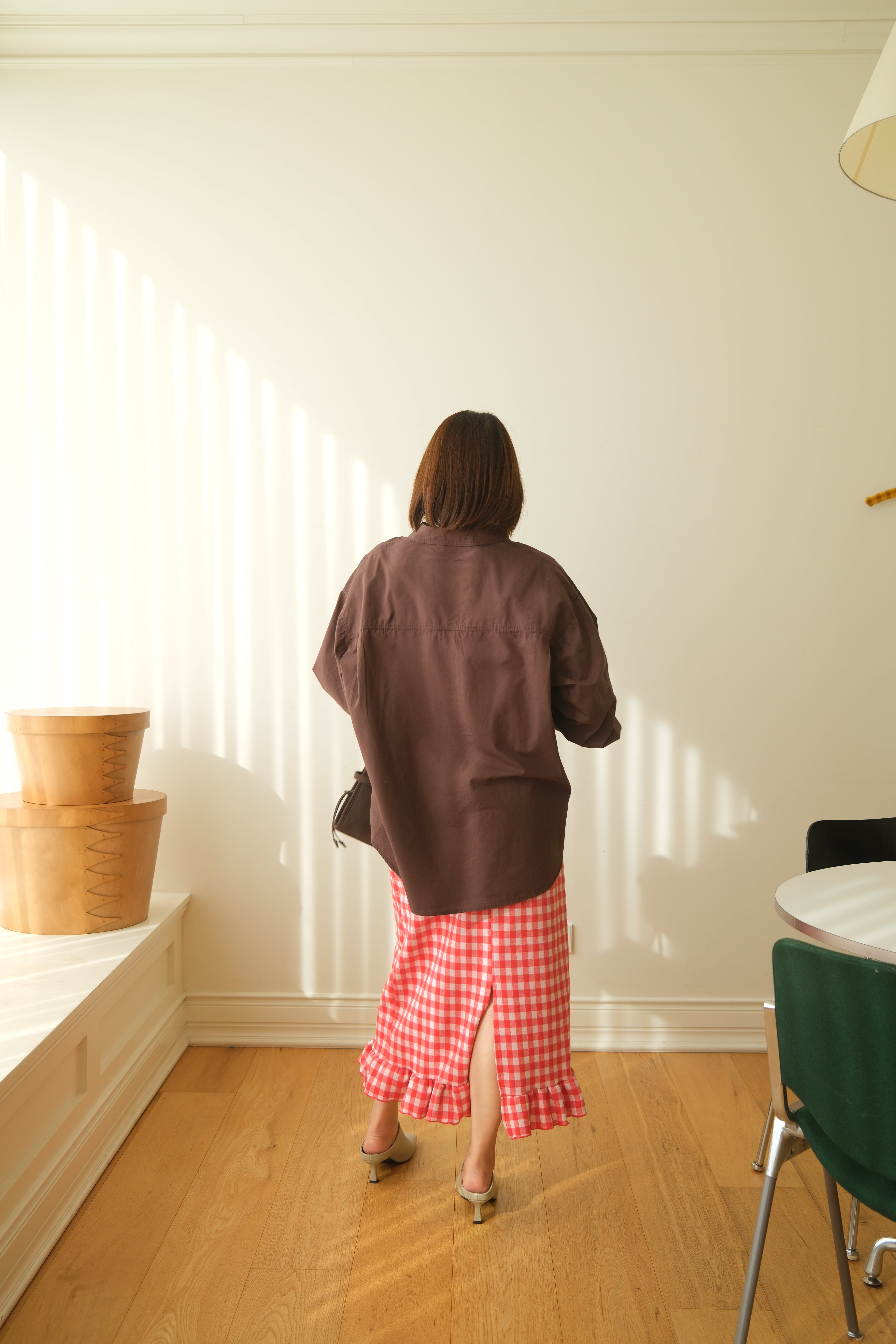 Bcn frill hem plaid knit skirt