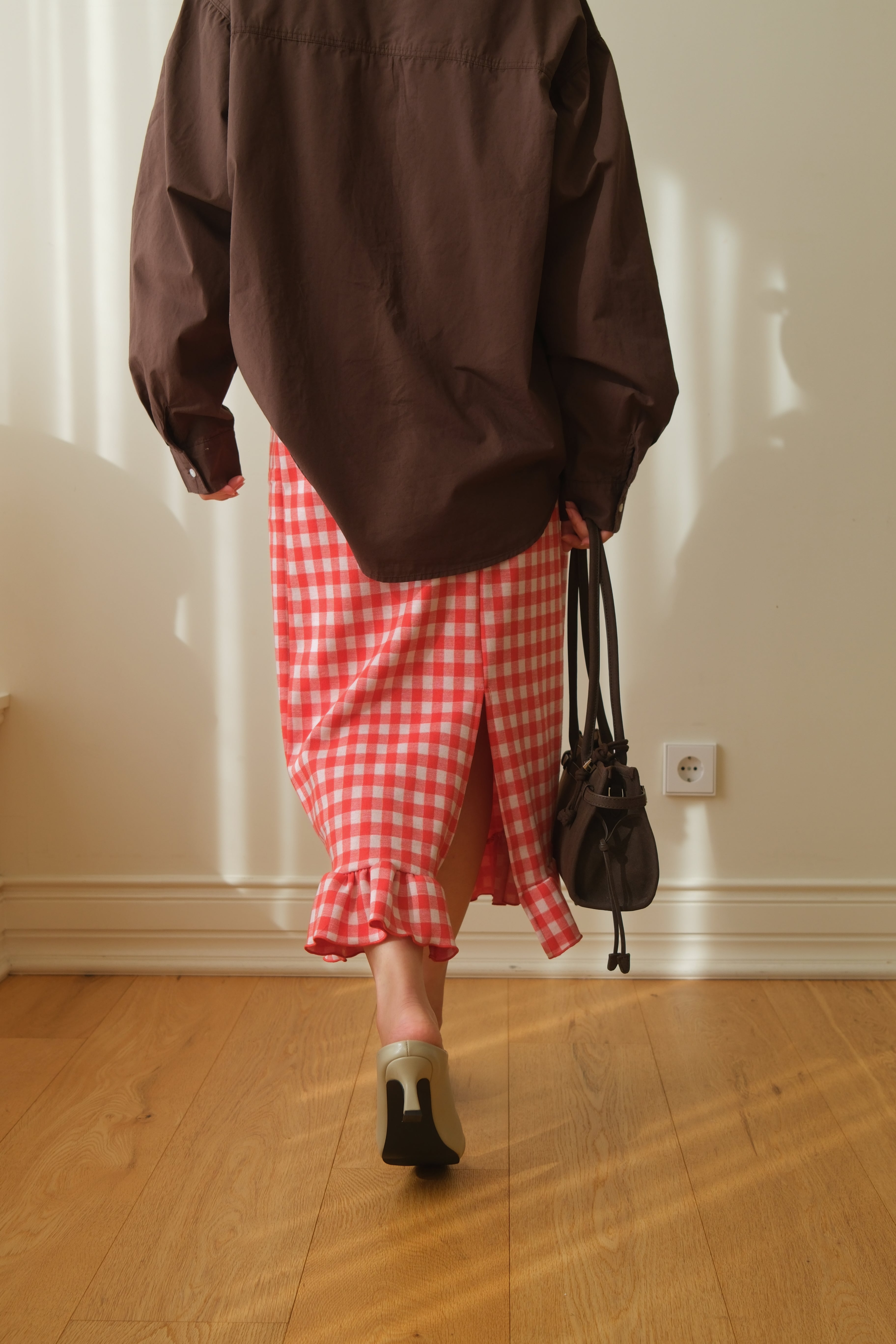 Bcn frill hem plaid knit skirt