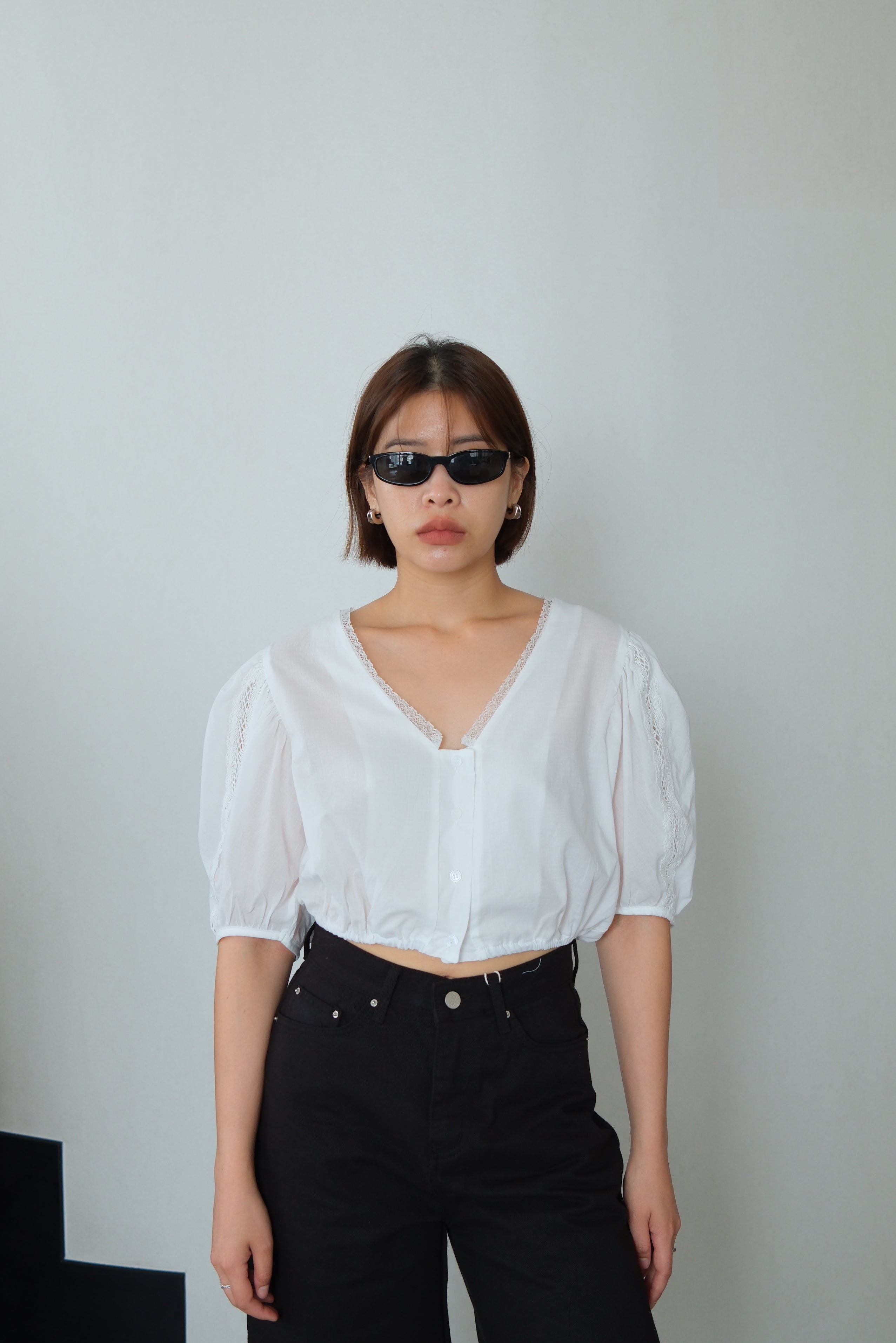 Colette Puff sleeve crop Blouse
