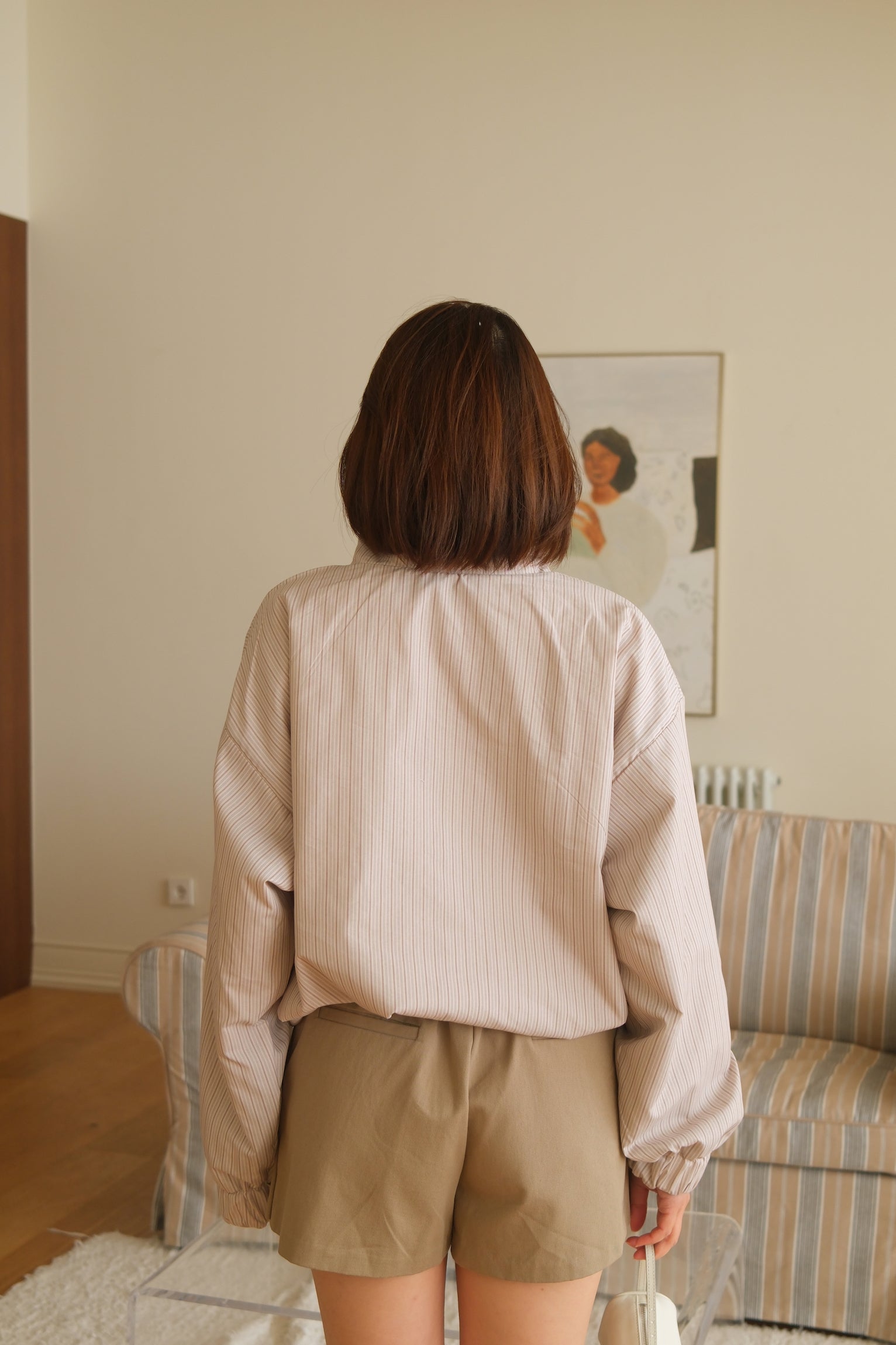 Bome stripe reversible zip-up jumper