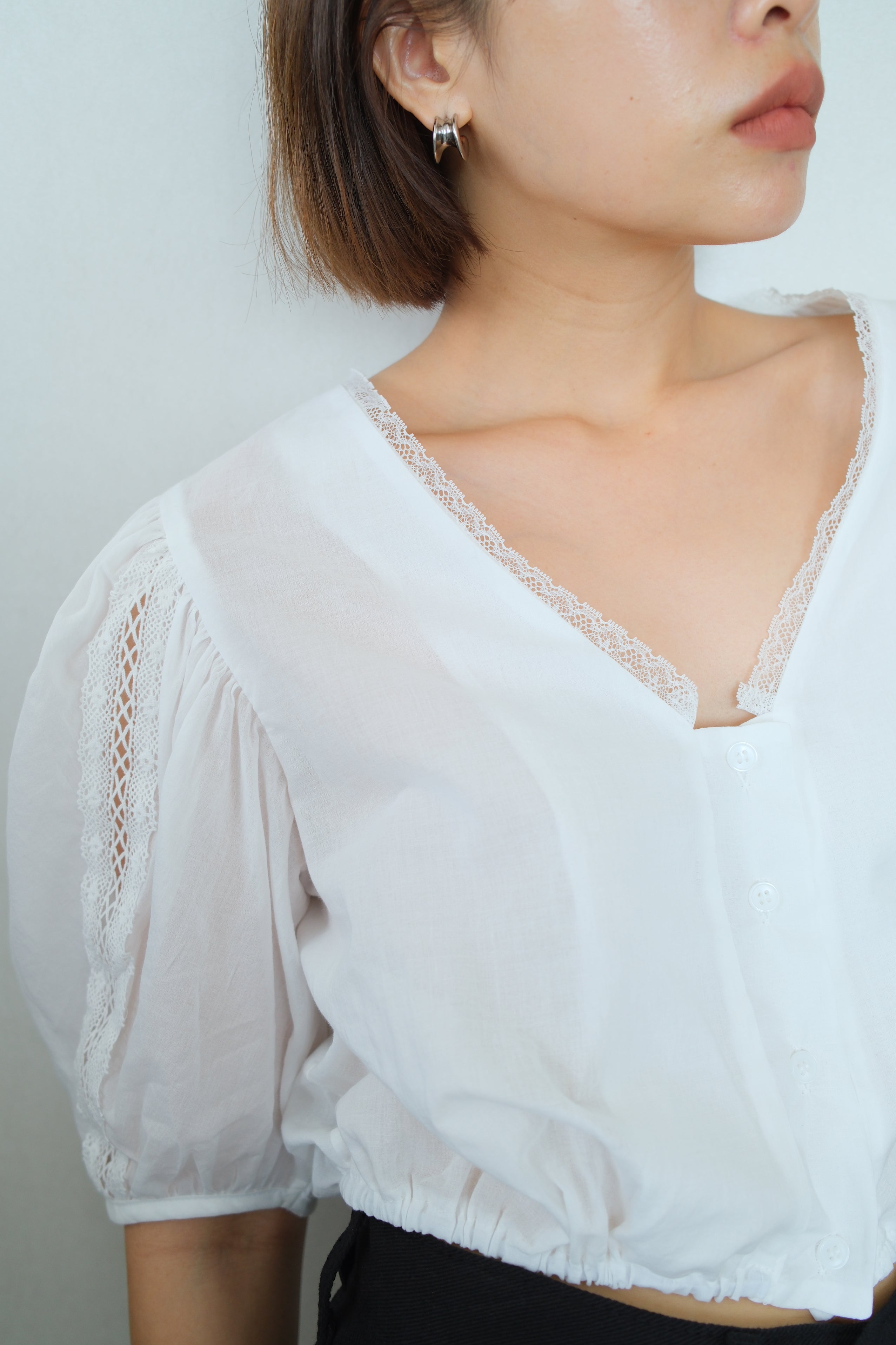 Colette Puff sleeve crop Blouse