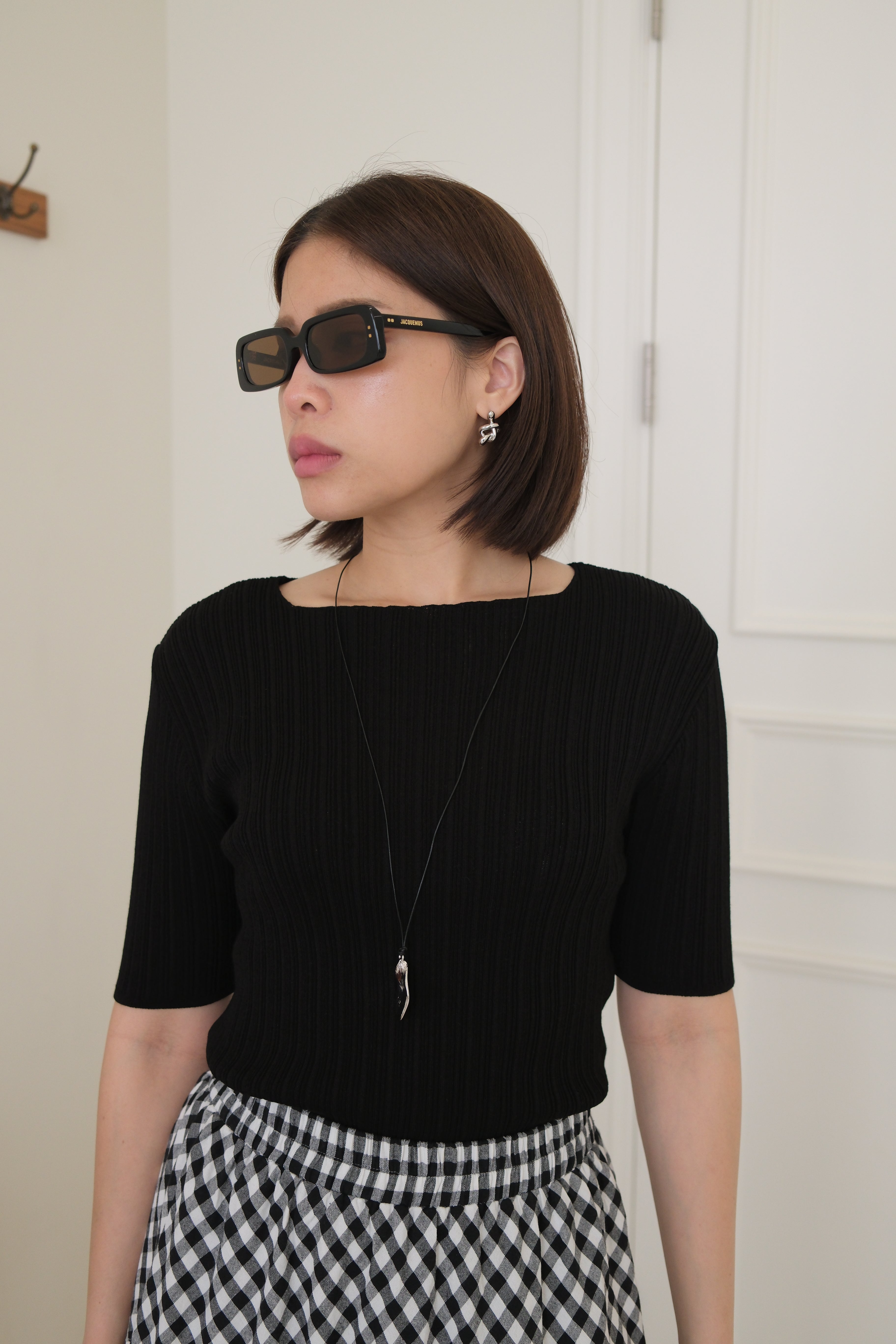 pleated cotton short-sleeve tee