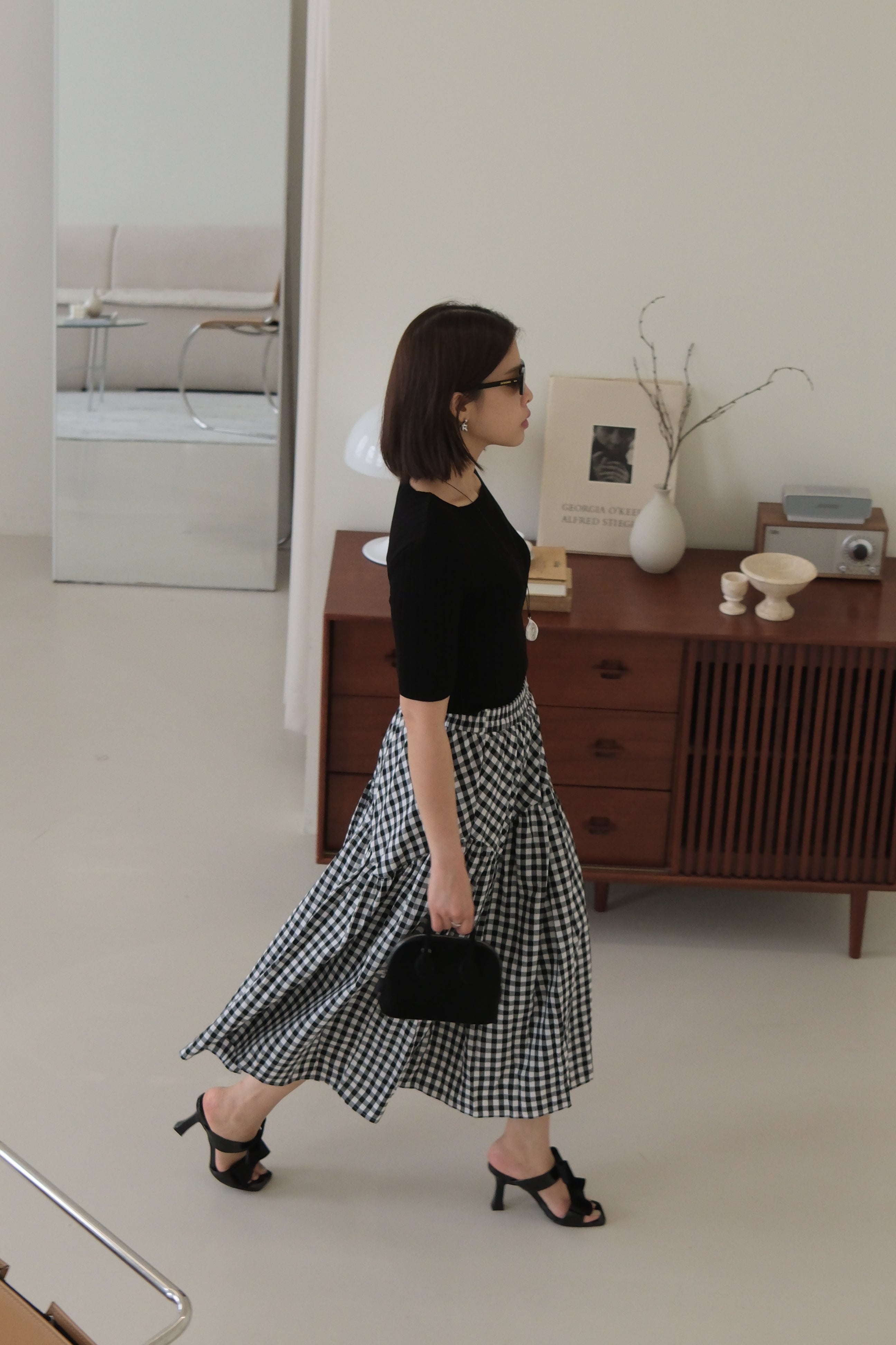 pleated cotton short-sleeve tee