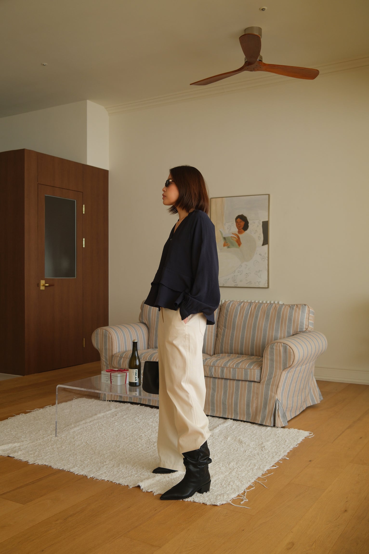 frill hem crop blouse