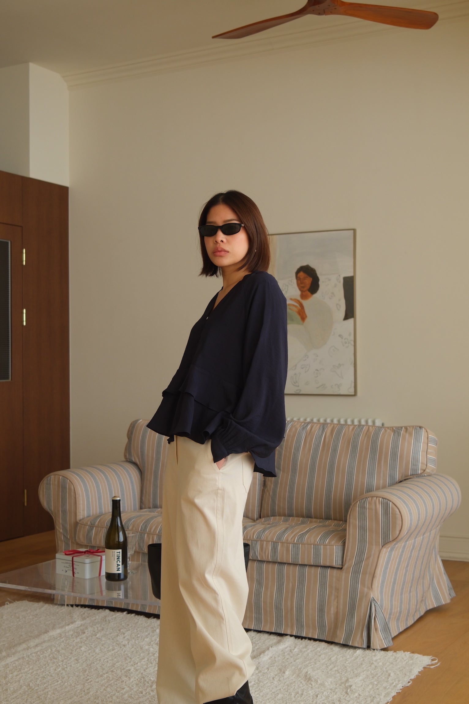 frill hem crop blouse