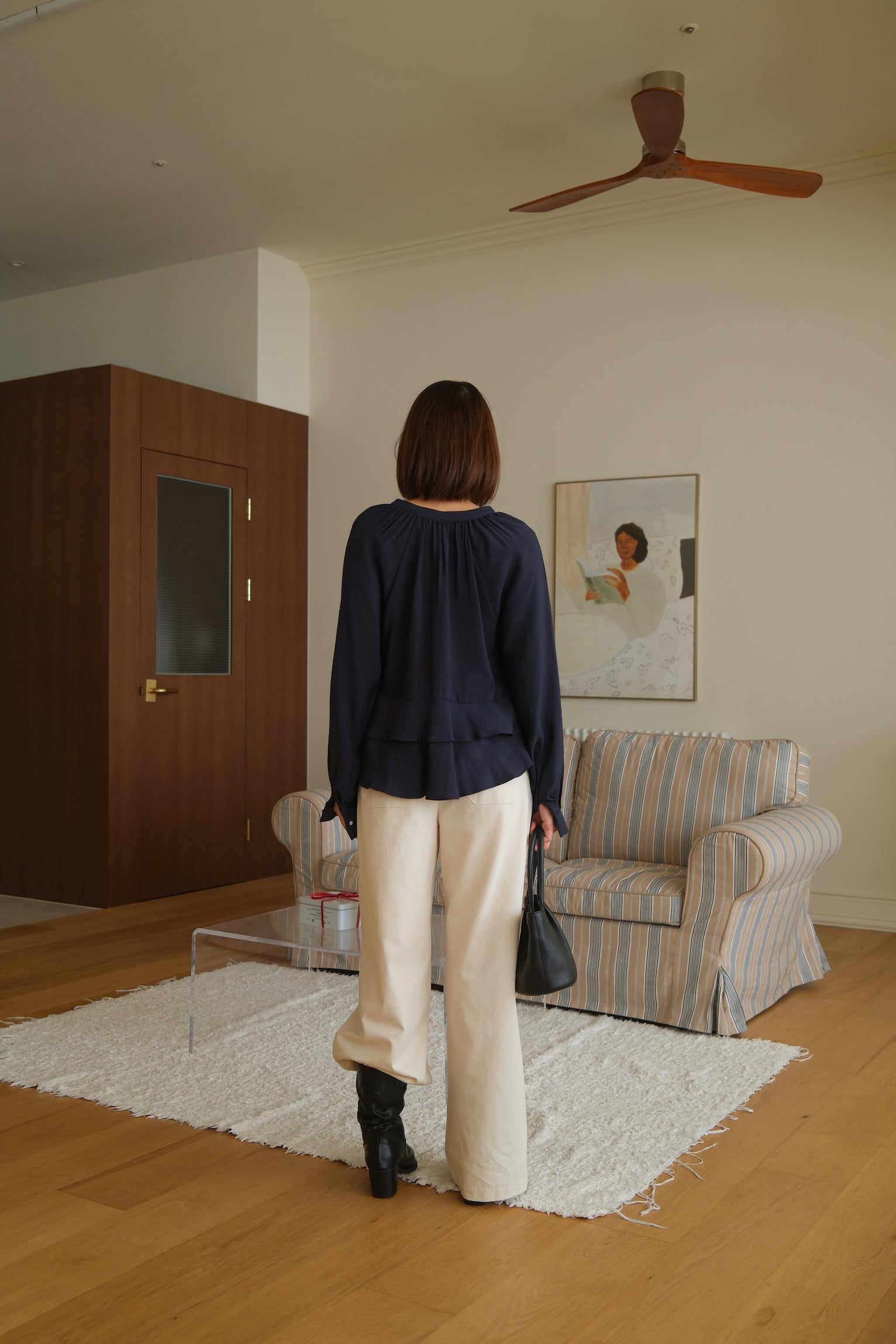 frill hem crop blouse