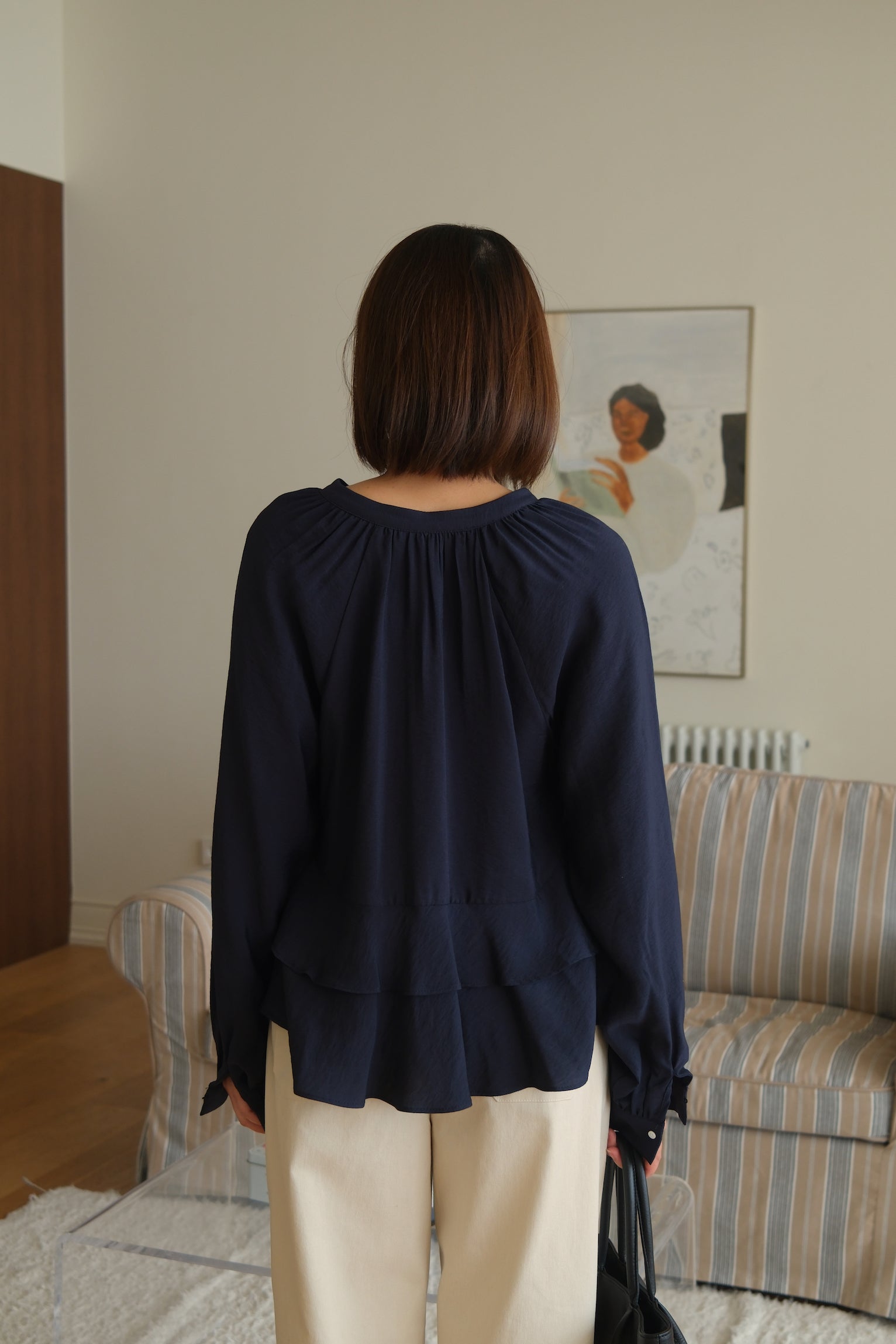 frill hem crop blouse