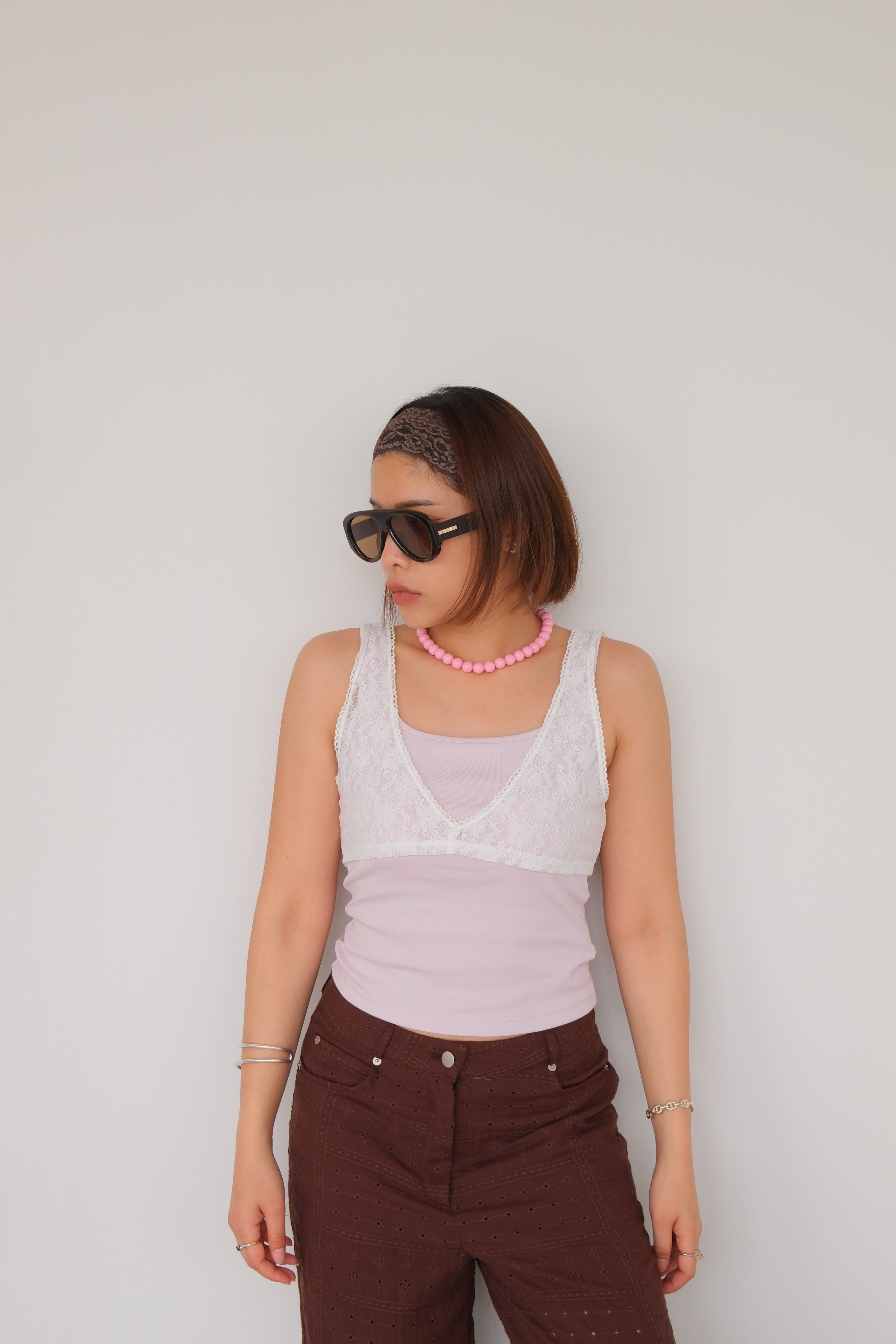 Lace bra crop top